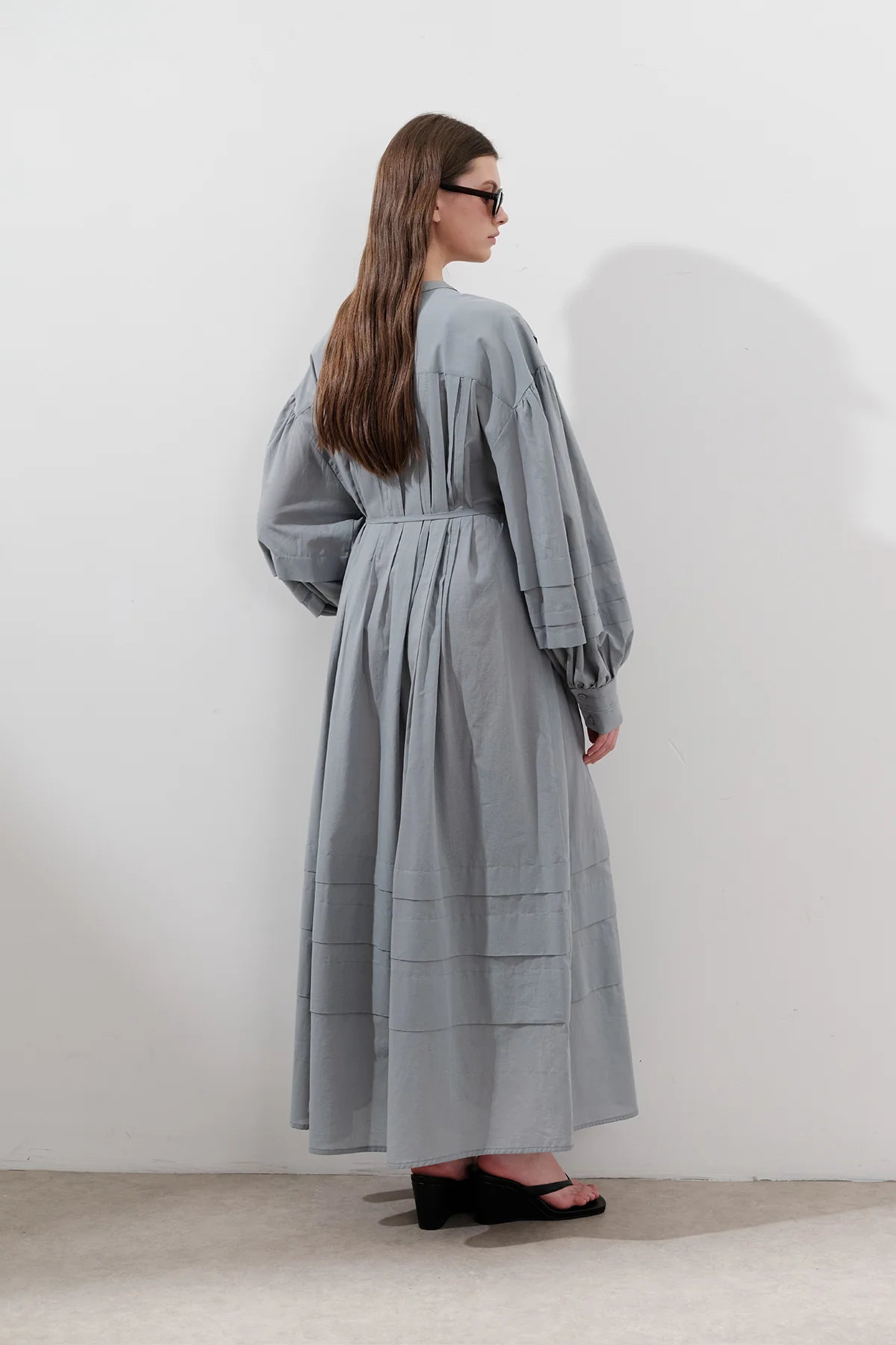 Pleated Volume Dress Blue - Image 8