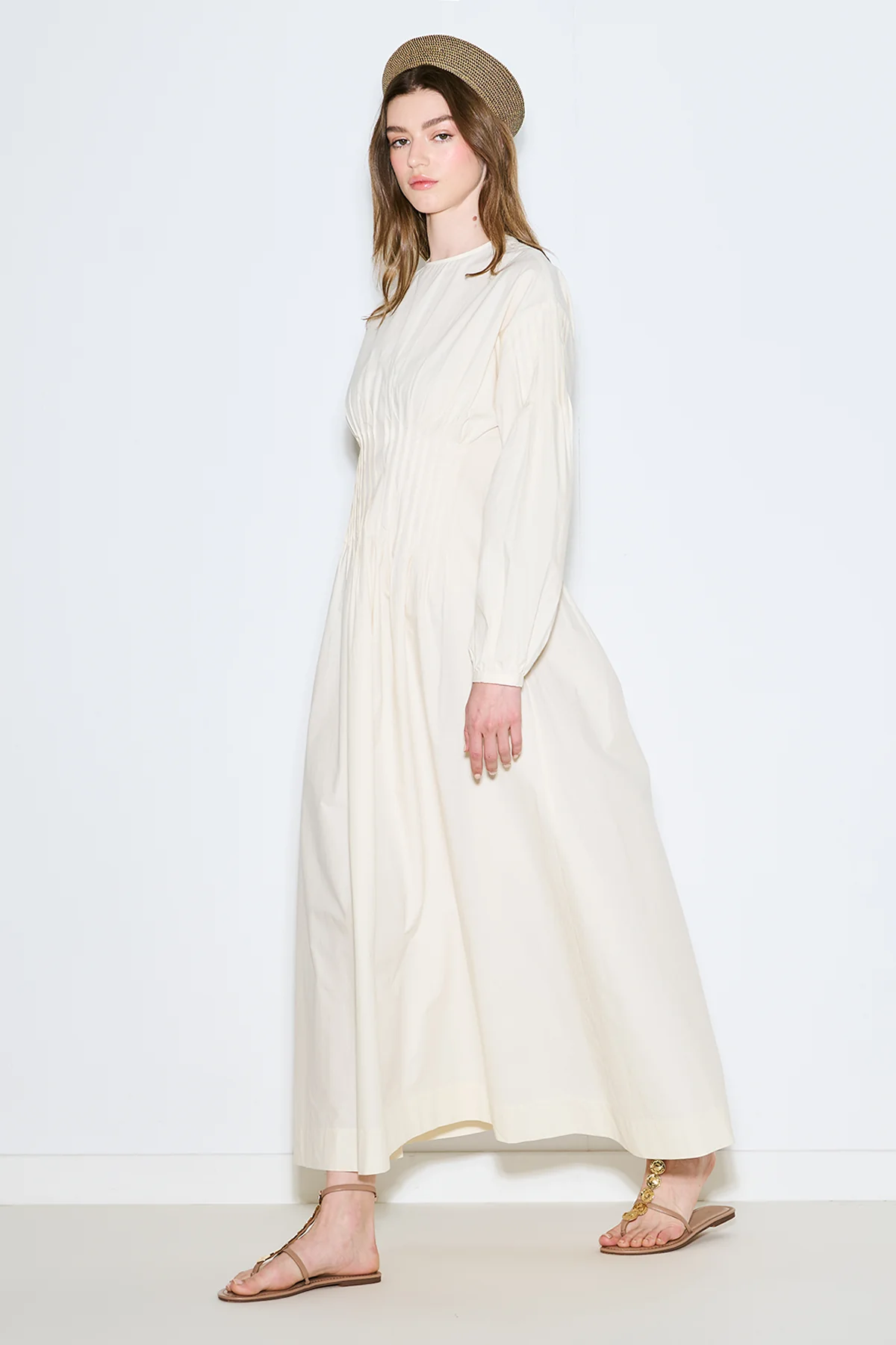 Pleated Waist Dress Soft Yellow - Image 3