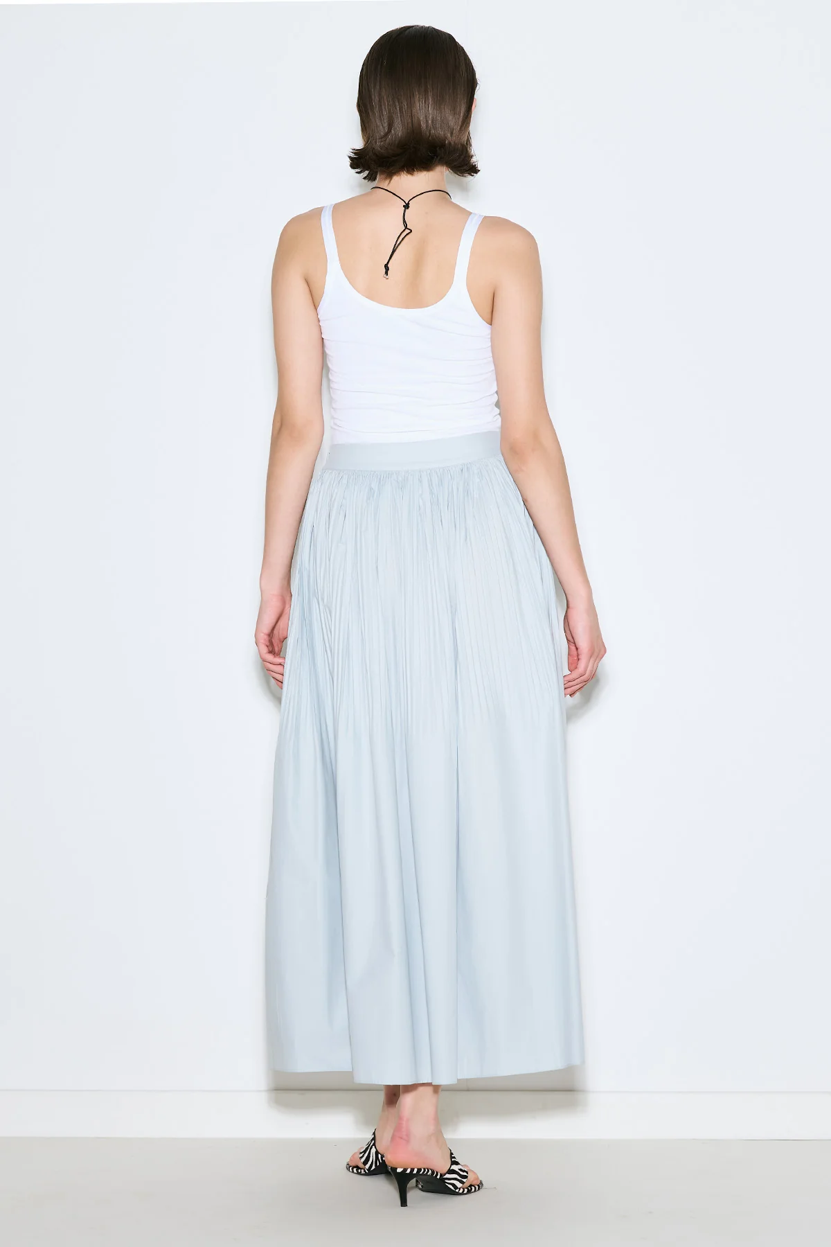 Pleated Wide Skirt Blue - Image 6