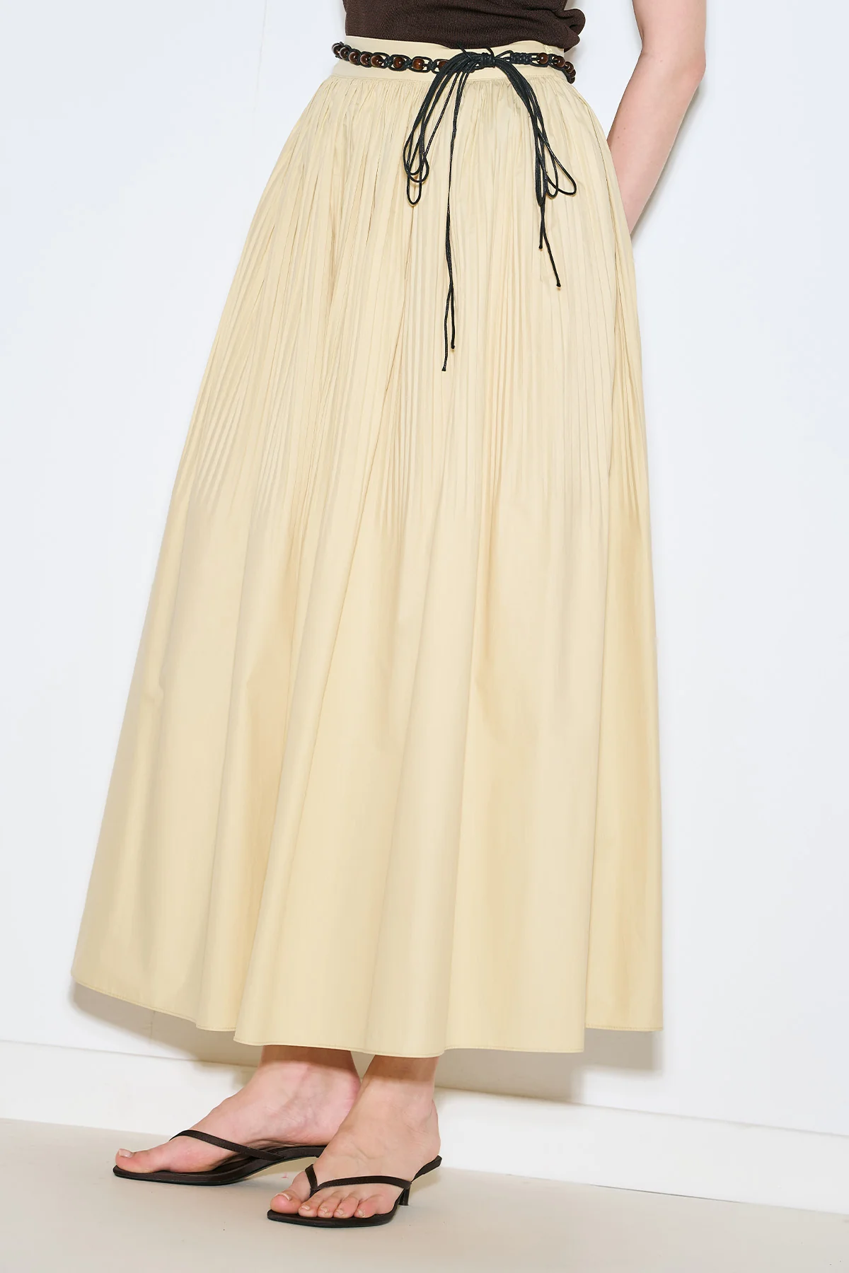 Pleated Wide Skirt Yellow - Image 3