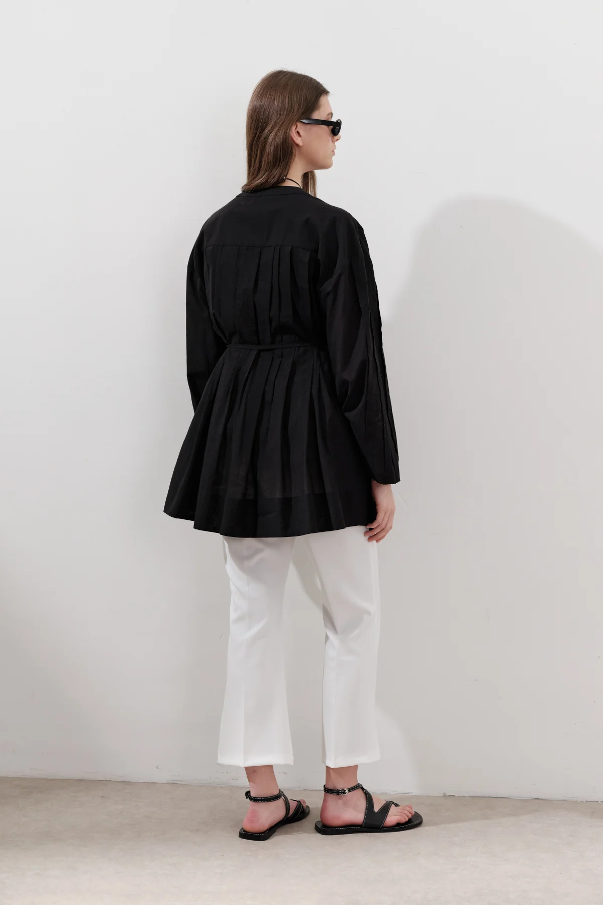 Pleated Wide-Sleeve Tunic Black - Image 6