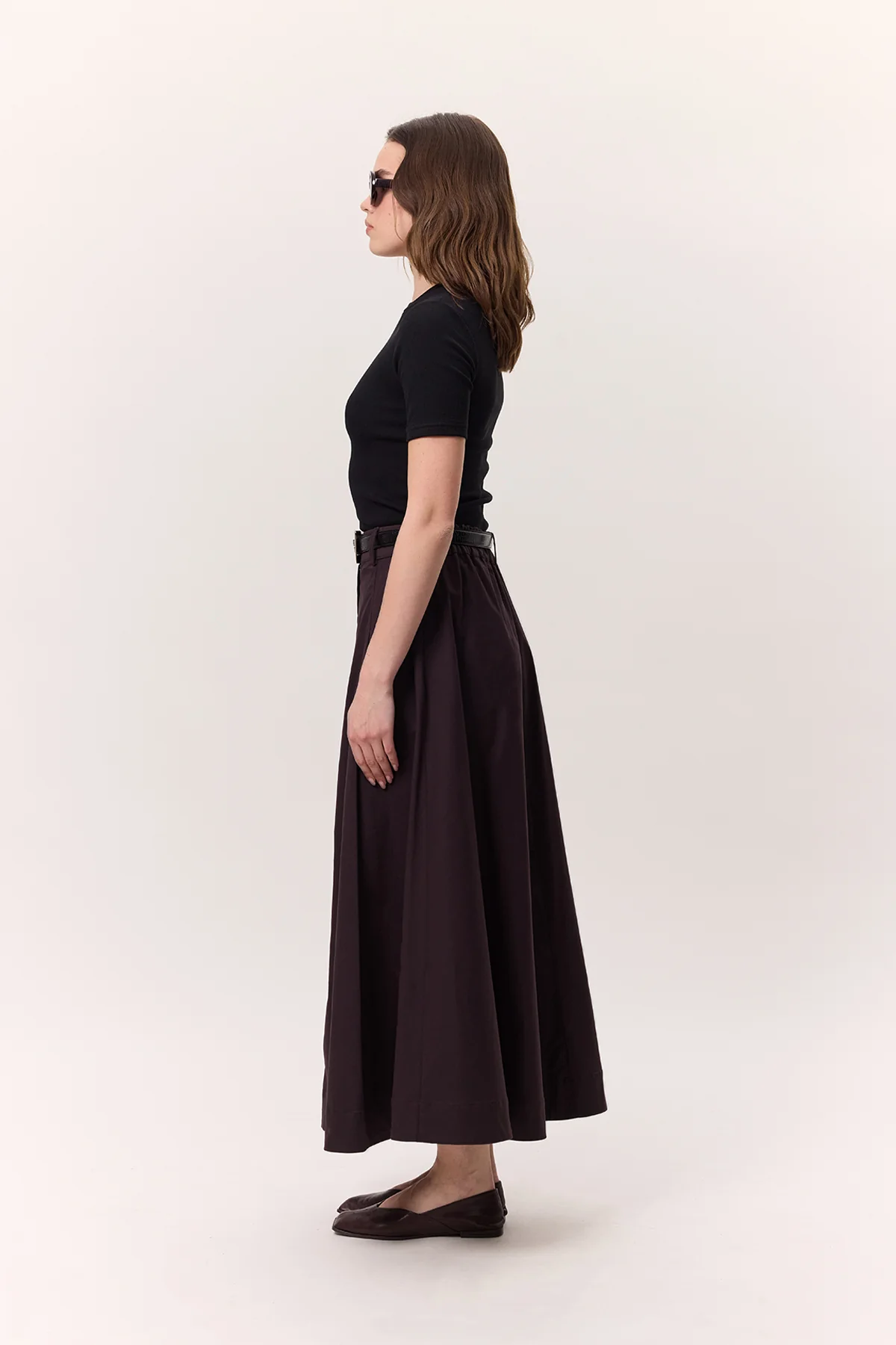 Pocket-Detail Wide Skirt Damson - Image 6