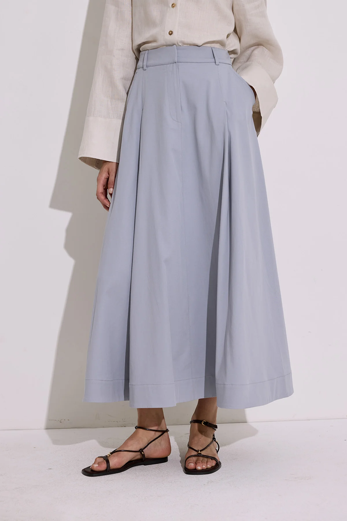 Pocket-Detail Wide Skirt Indigo - Image 3