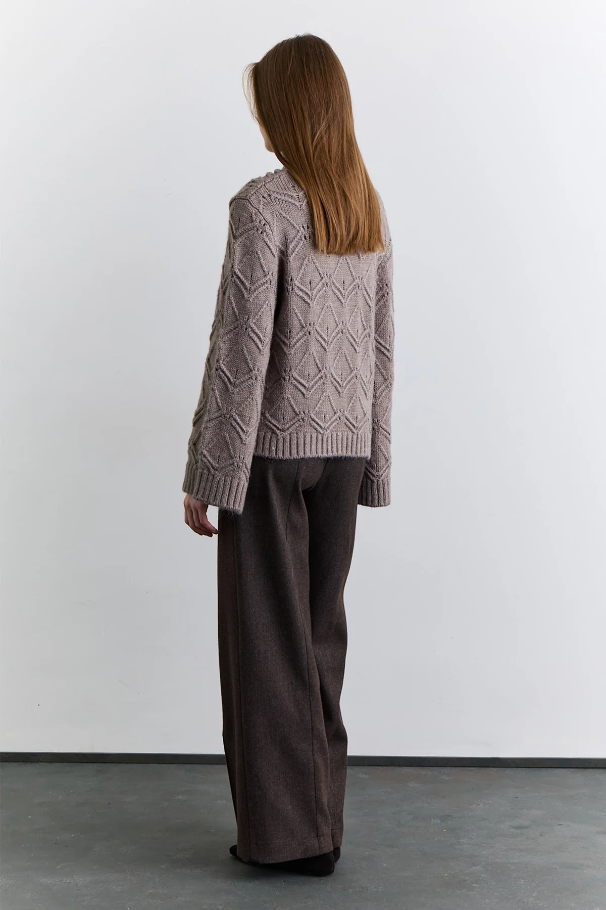Pointelle Knit Sweater Mink - Image 6