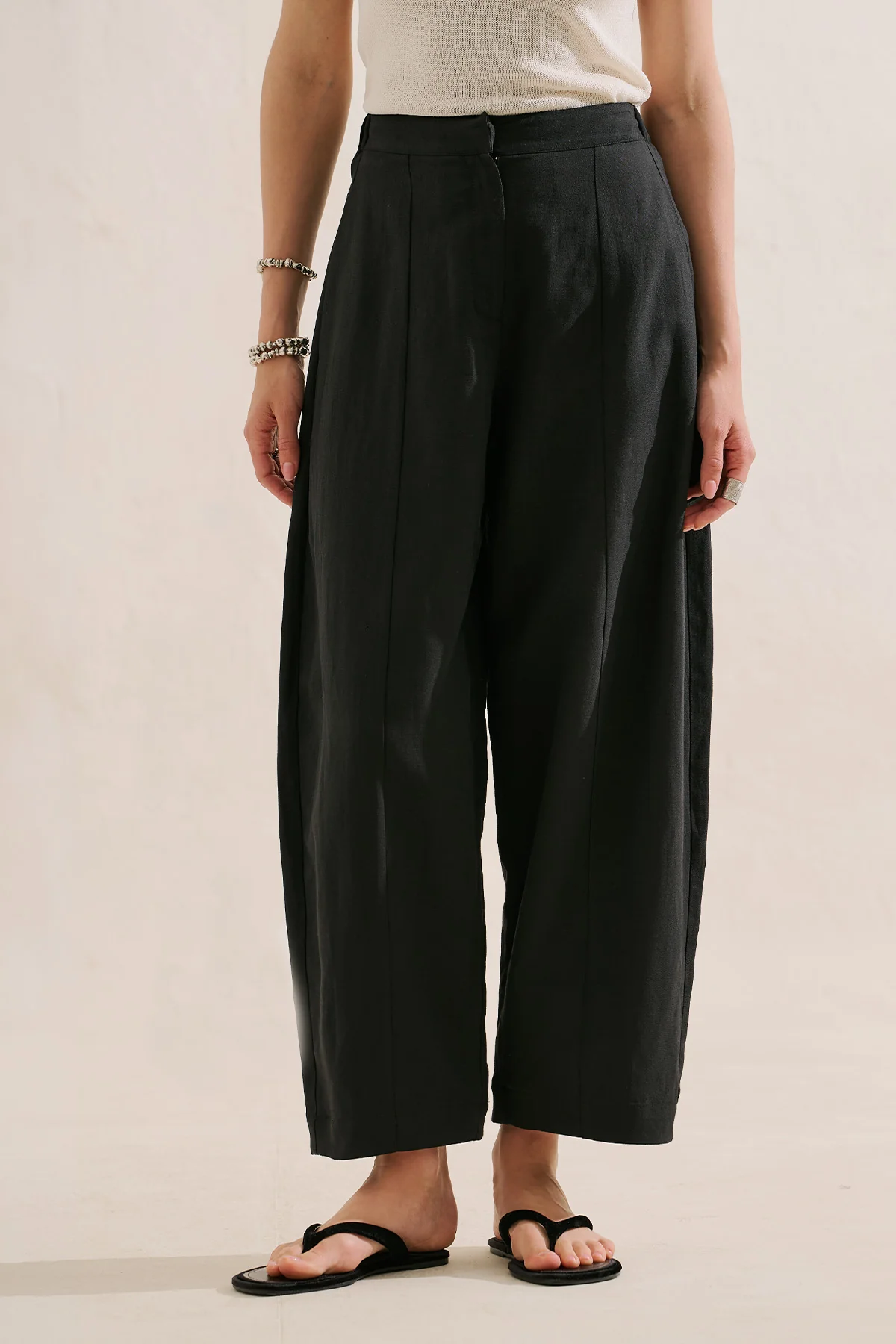 Premium Barrel Leg Trousers Black - Image 5