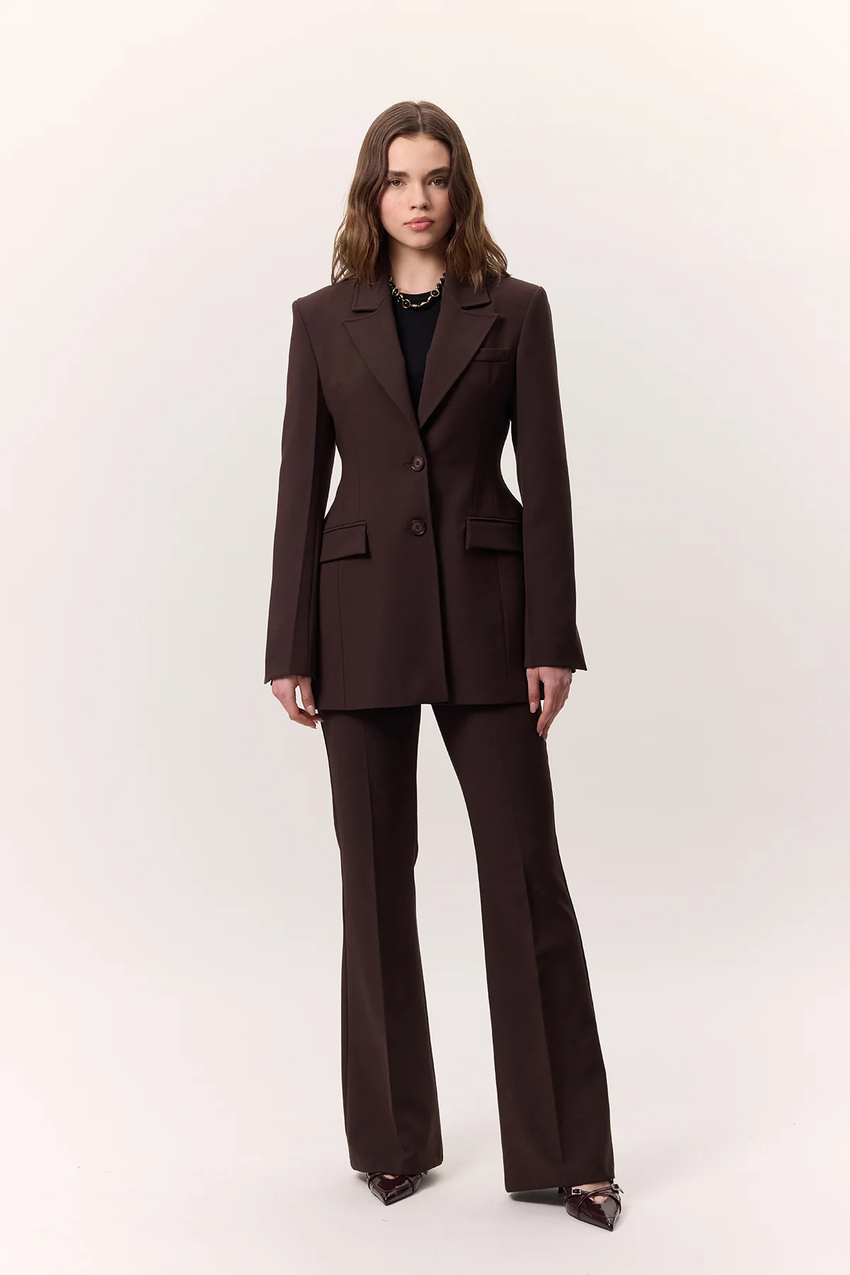 Premium Flared Fit Trousers Brown - Image 3