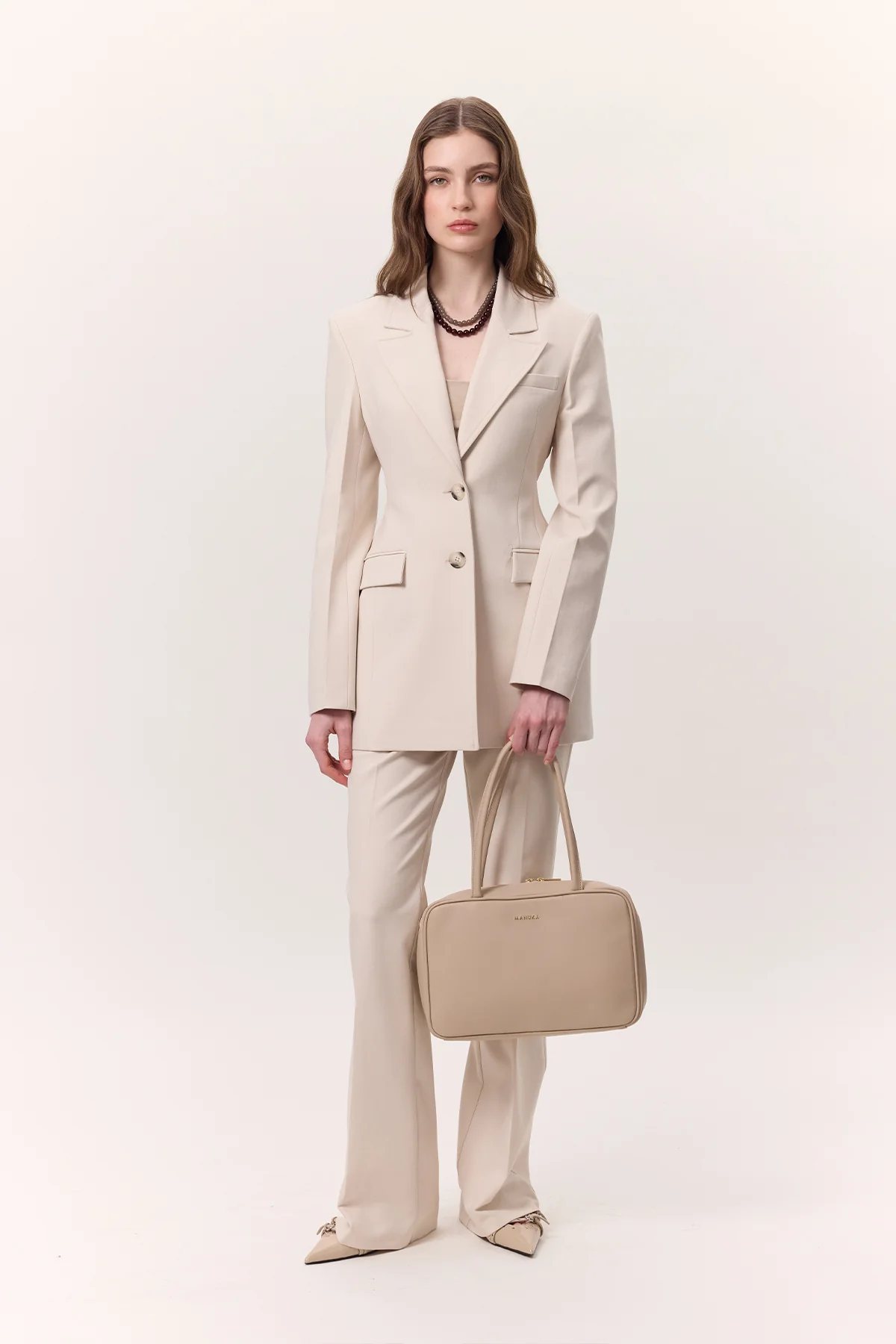 Premium Flared Fit Trousers Stone - Image 3