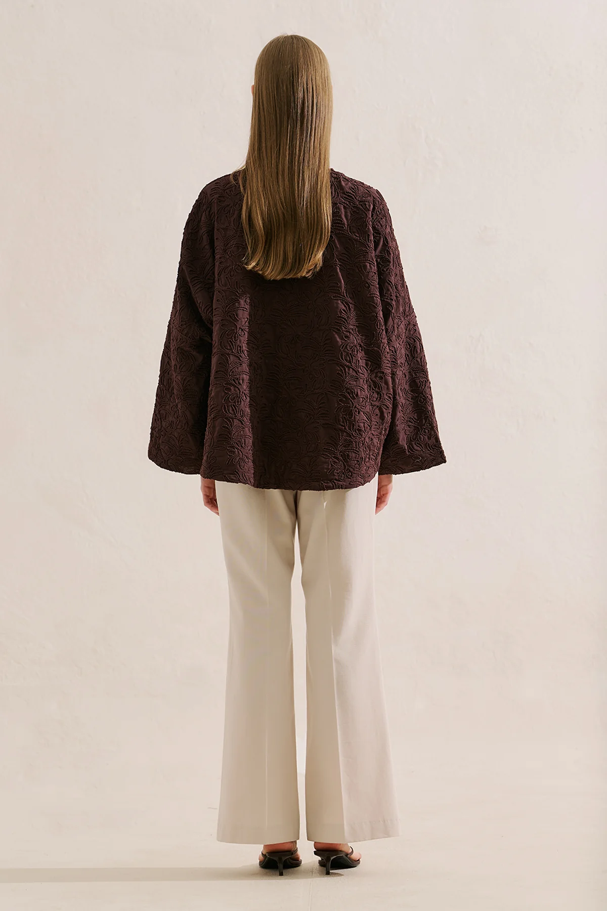 Premium Embroidered Kimono Brown - Image 5