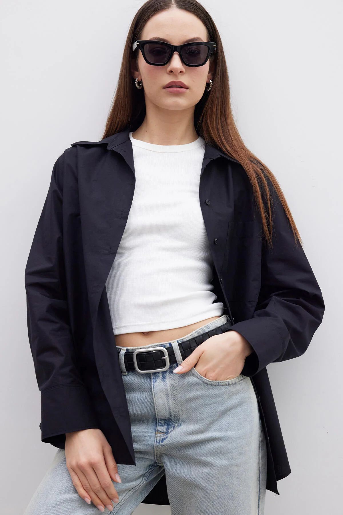 Premium Oversize Pocket Shirt Black - Image 2