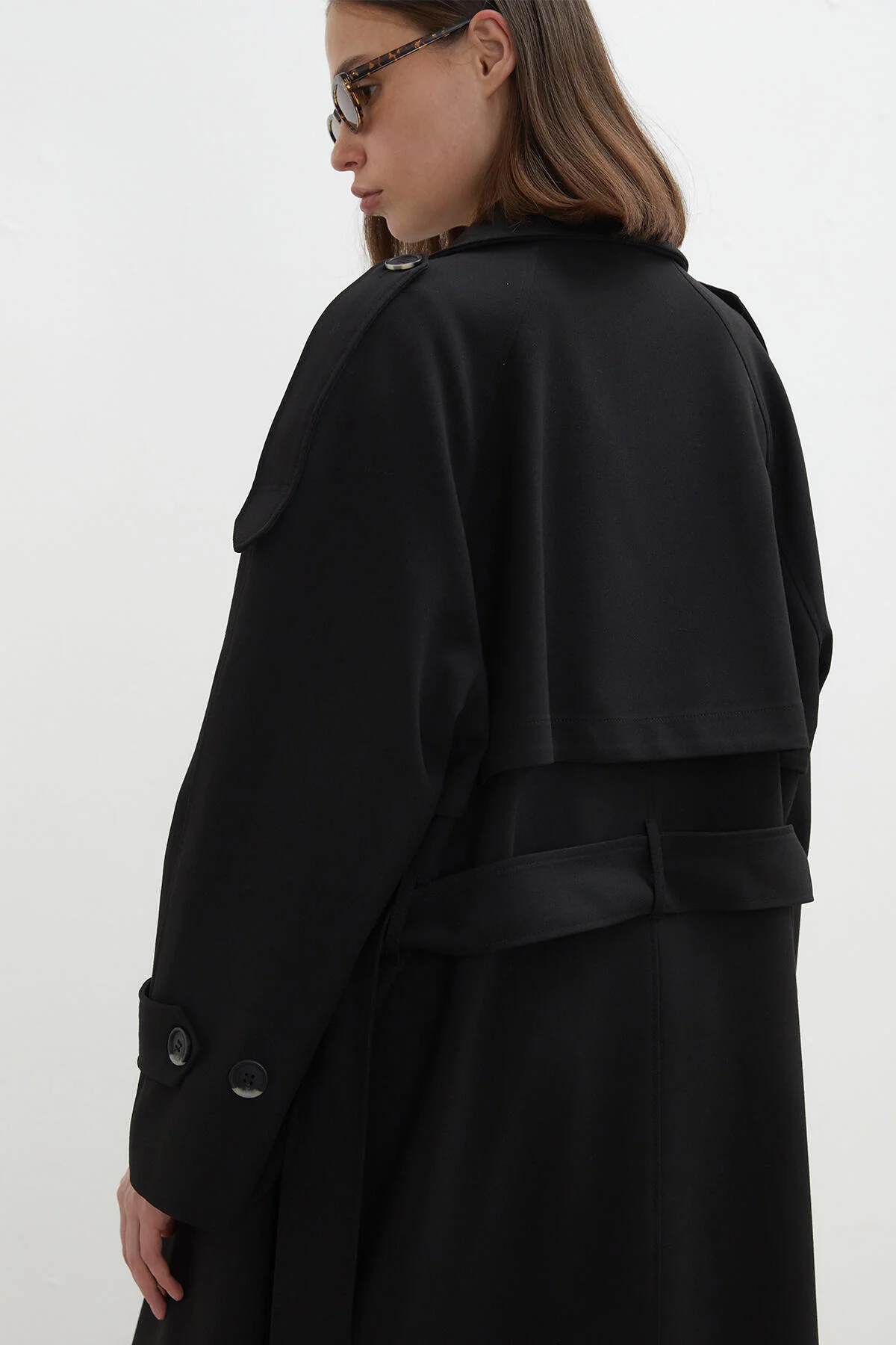 Premium Oversize Trench Coat Black - Image 7
