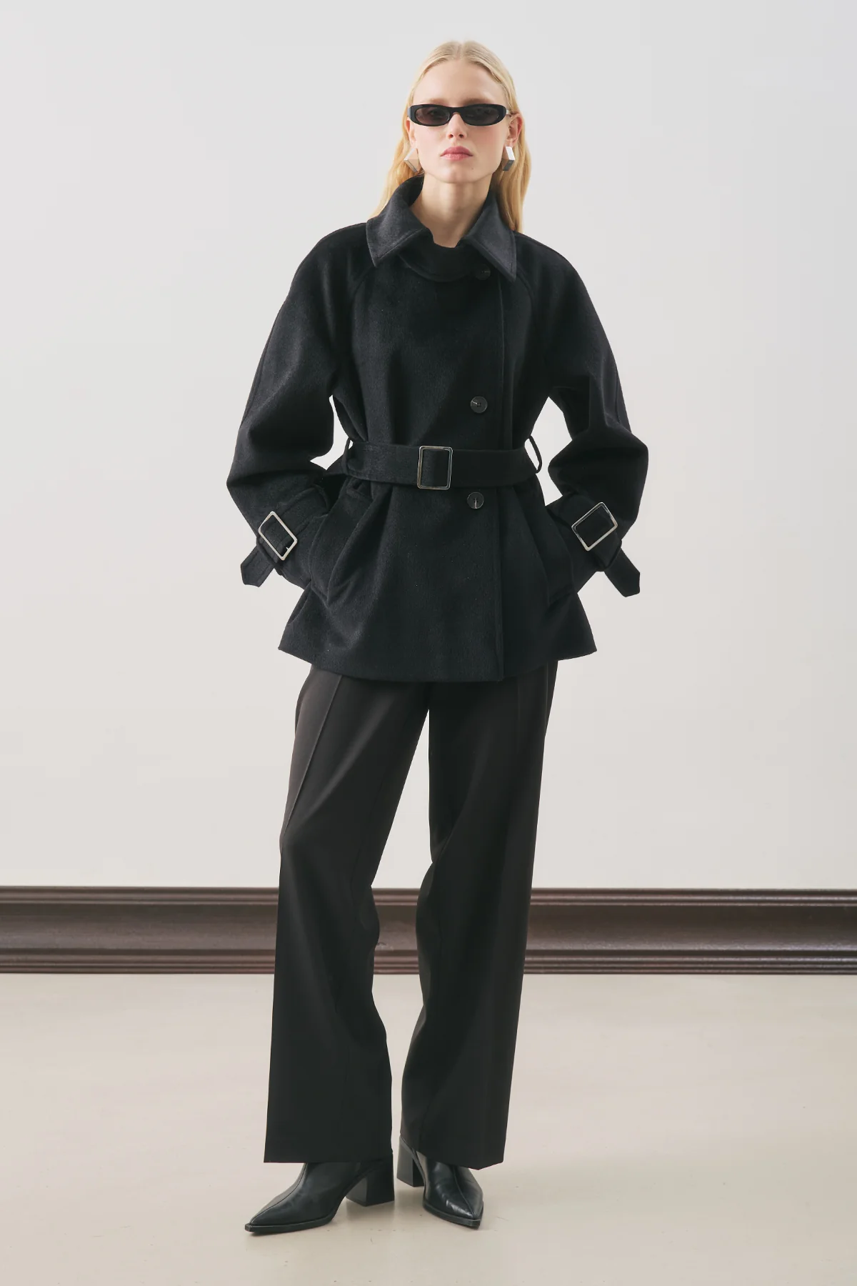 Premium Oversized Wool Coat Black
