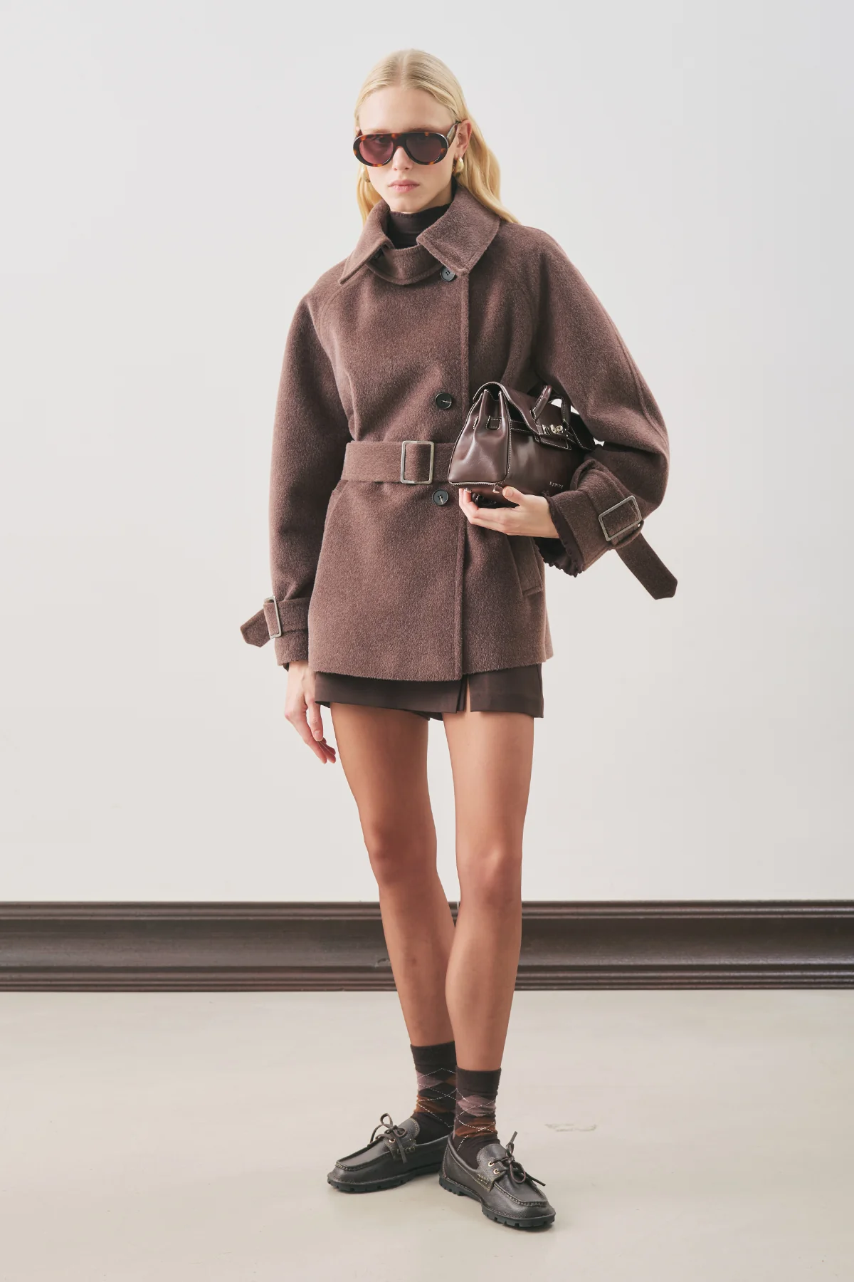 Premium Oversized Wool Coat Brown - Image 3