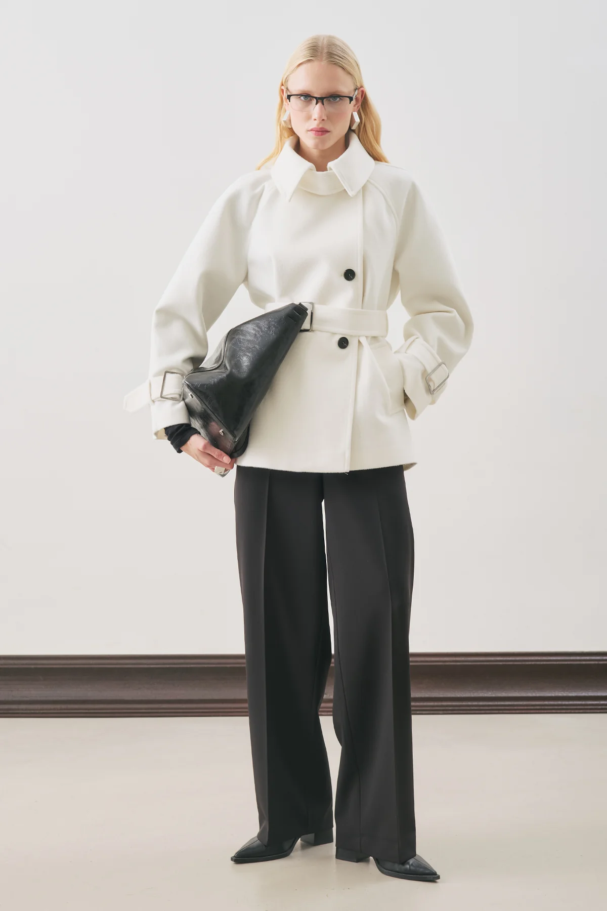 Premium Oversized Wool Coat Ecru - Image 2