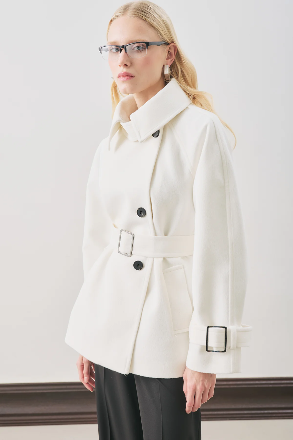 Premium Oversized Wool Coat Ecru - Image 4