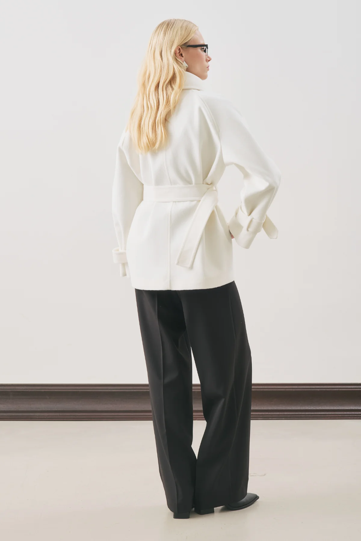 Premium Oversized Wool Coat Ecru - Image 7