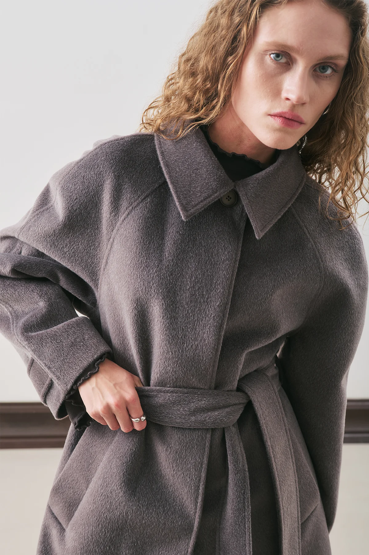 Premium Wool Long Coat Anthracite - Image 5