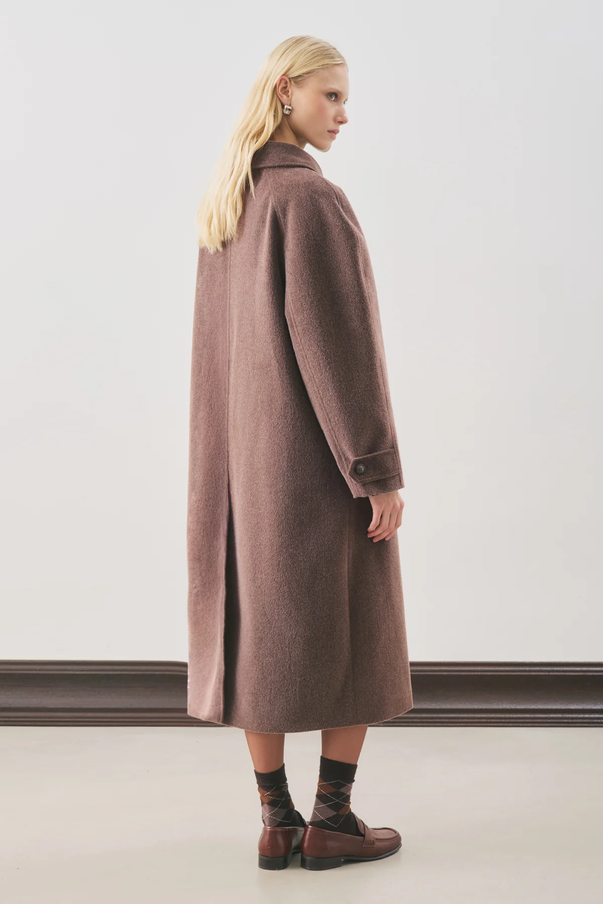 Premium Wool Long Coat Brown - Image 5