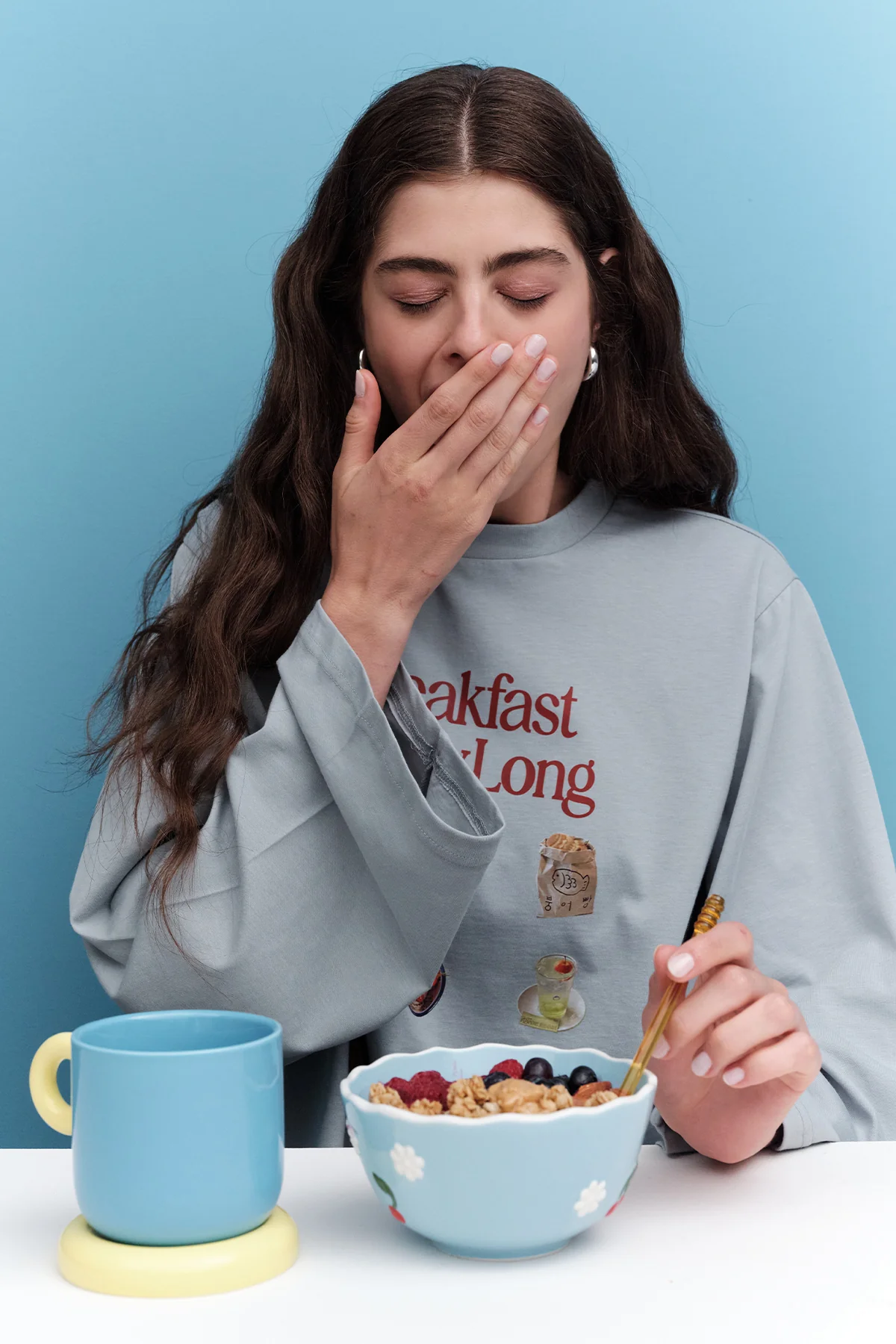 Printed Long-Sleeve Crop Top Breakfast - Image 2