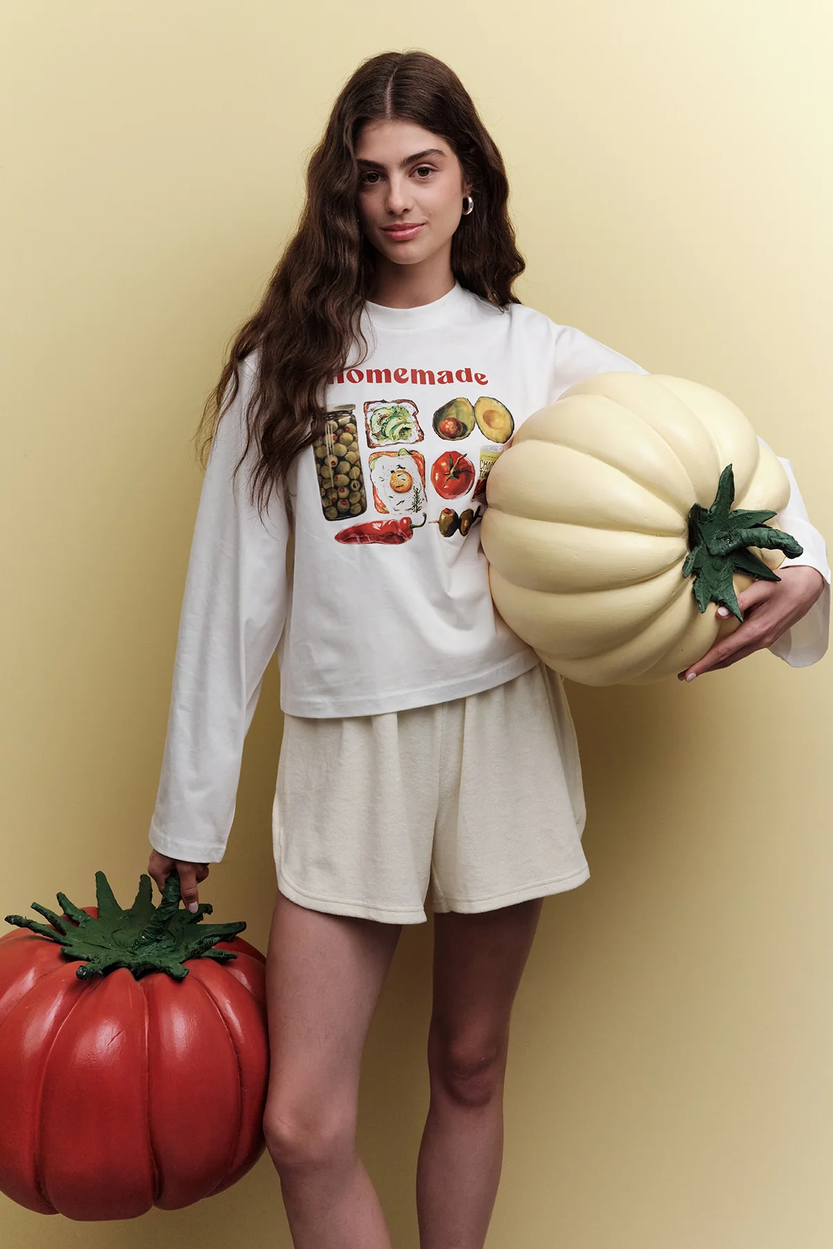 Printed Long-Sleeve Crop Top Homemade