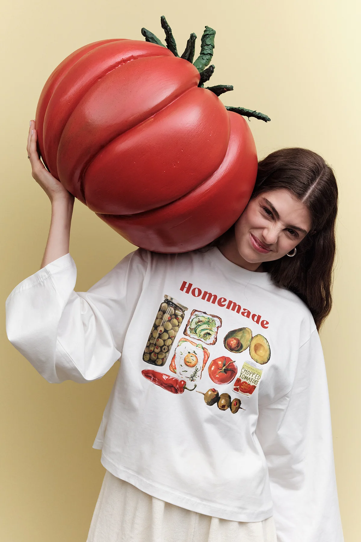 Printed Long-Sleeve Crop Top Homemade - Image 2