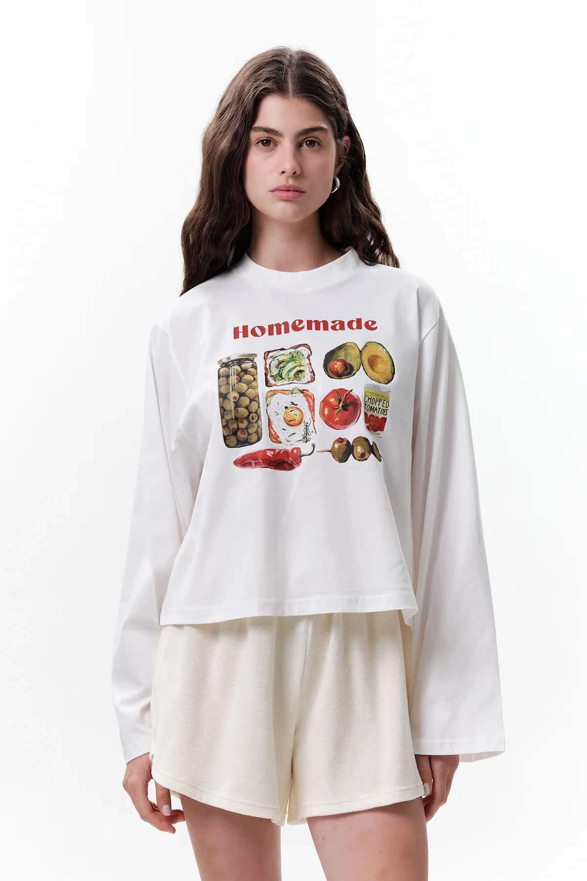 Printed Long-Sleeve Crop Top Homemade - Image 3