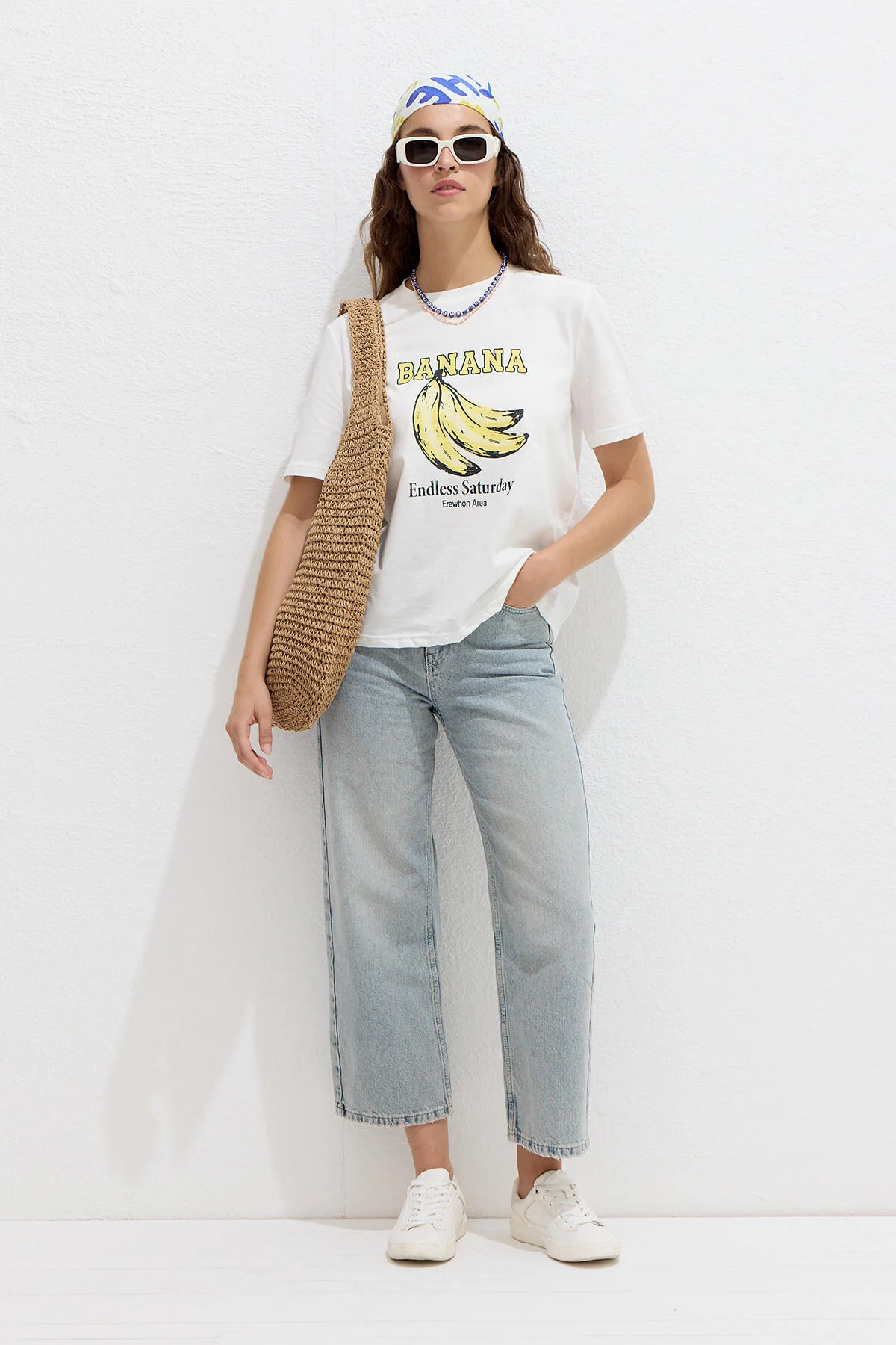Printed T-Shirt With Stitching Details Banana - Image 3