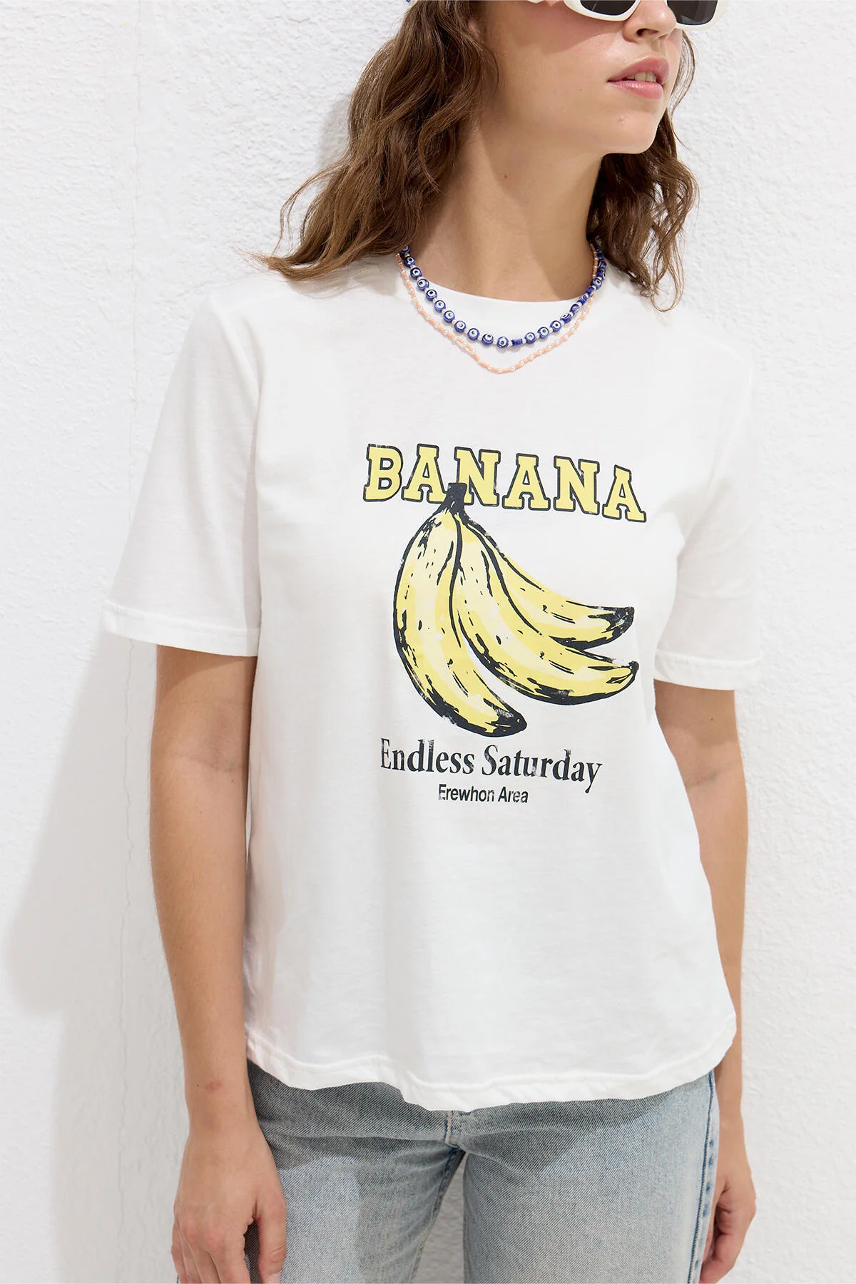 Printed T-Shirt With Stitching Details Banana - Image 5