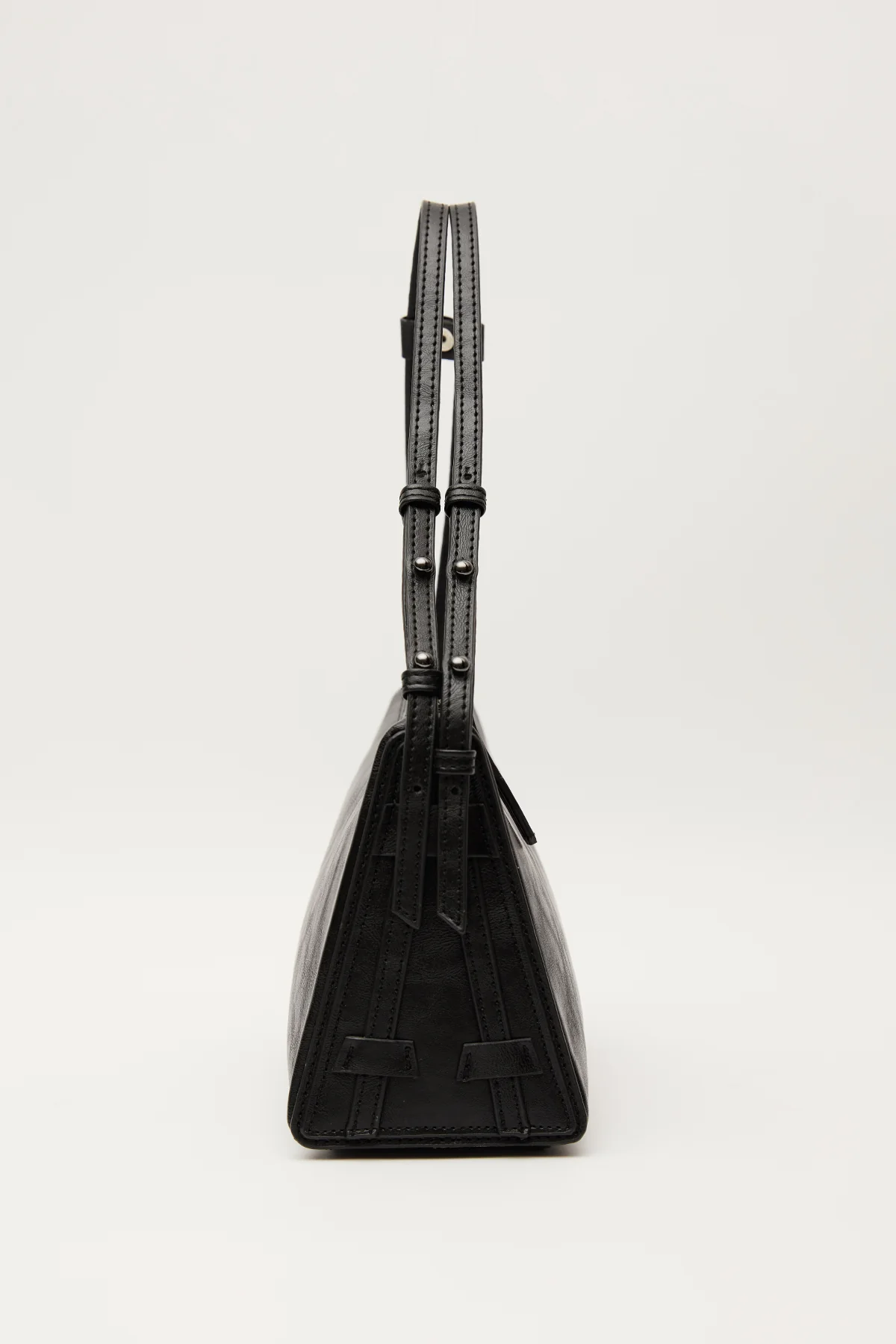 Prism Shaped Faux Leather Bag Black - Image 7