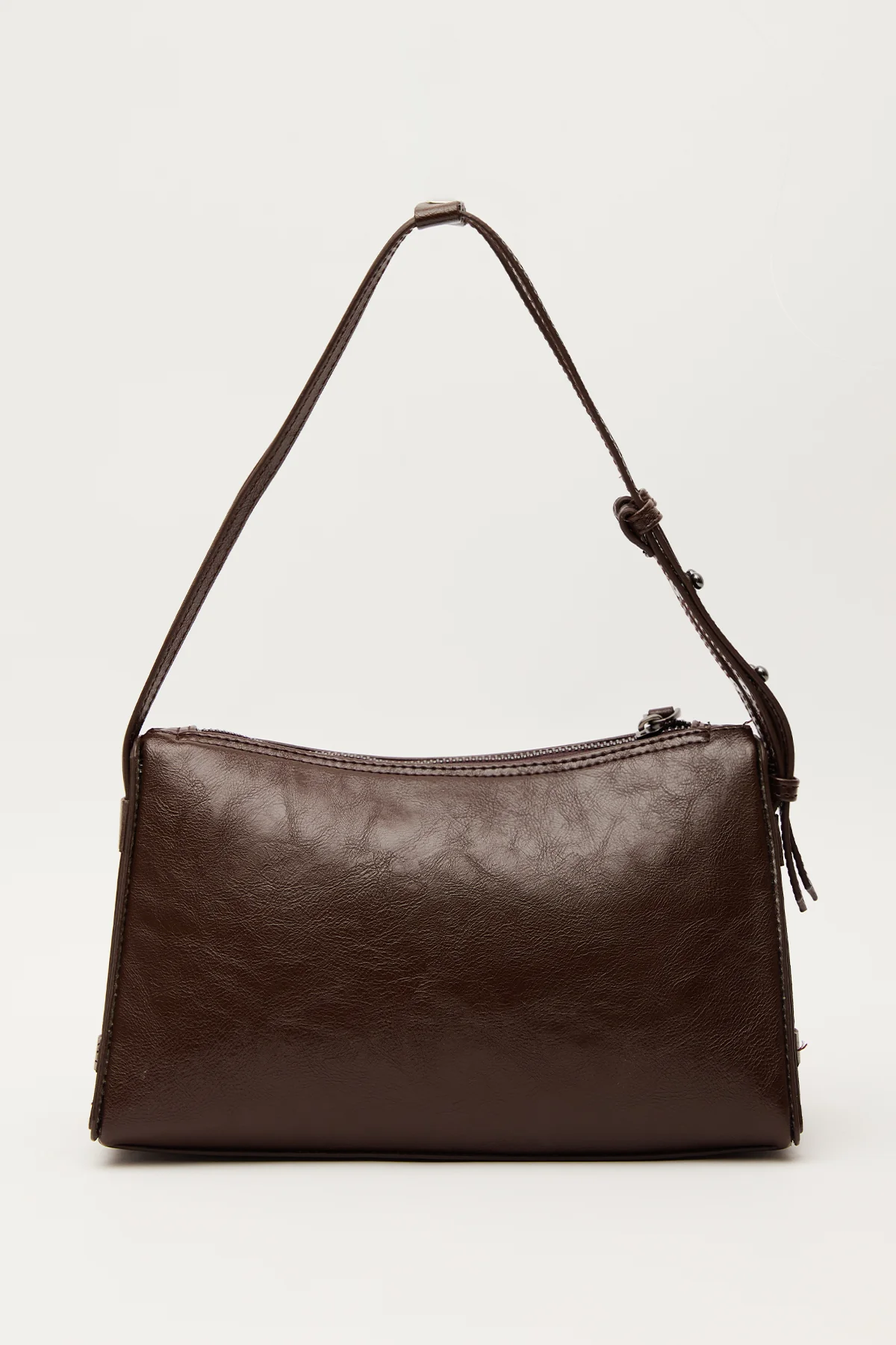 Prism Shaped Faux Leather Bag Dark Brown - Image 8