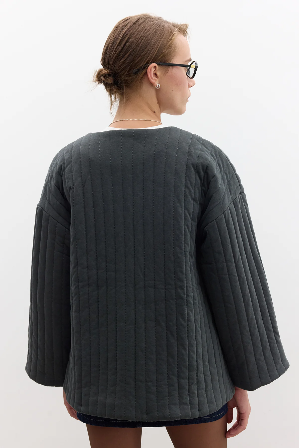 Quilted Belted Jacket Anthracite - Image 8