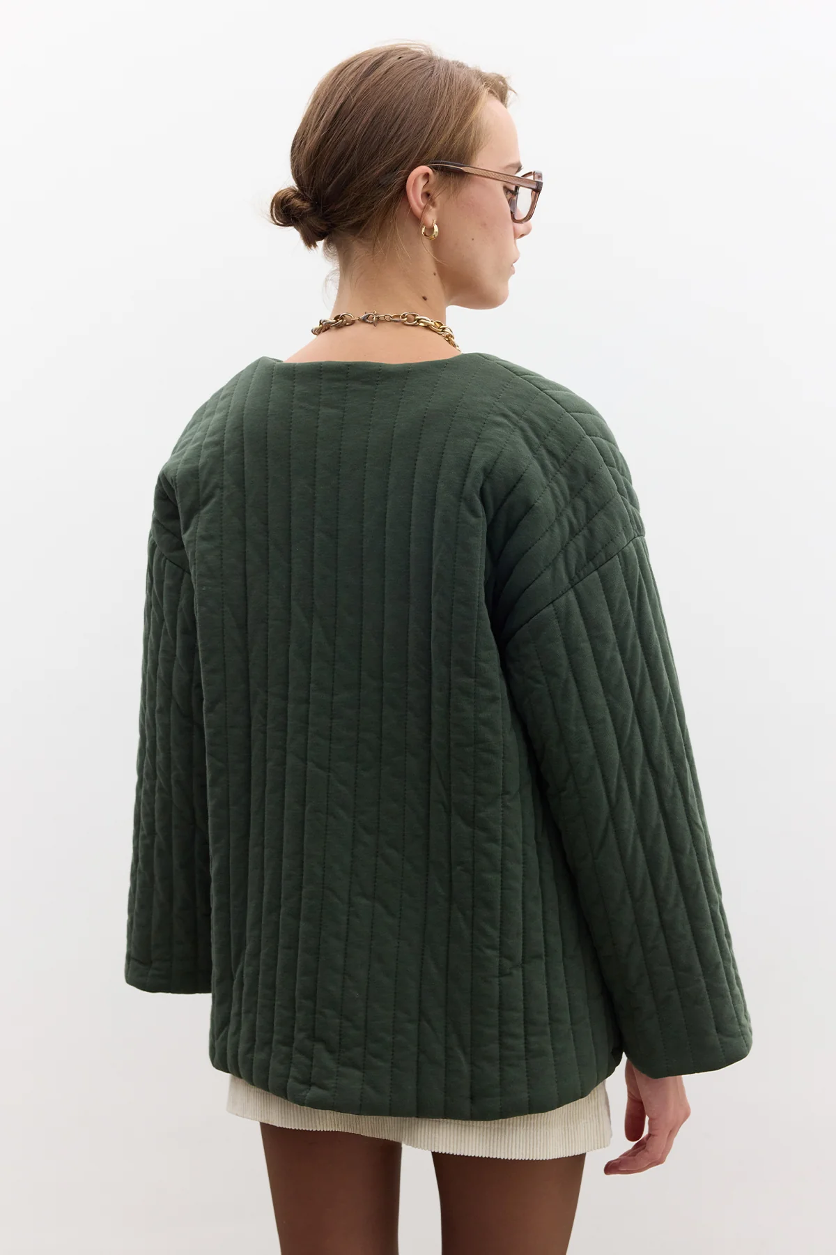 Quilted Belted Jacket Green - Image 4