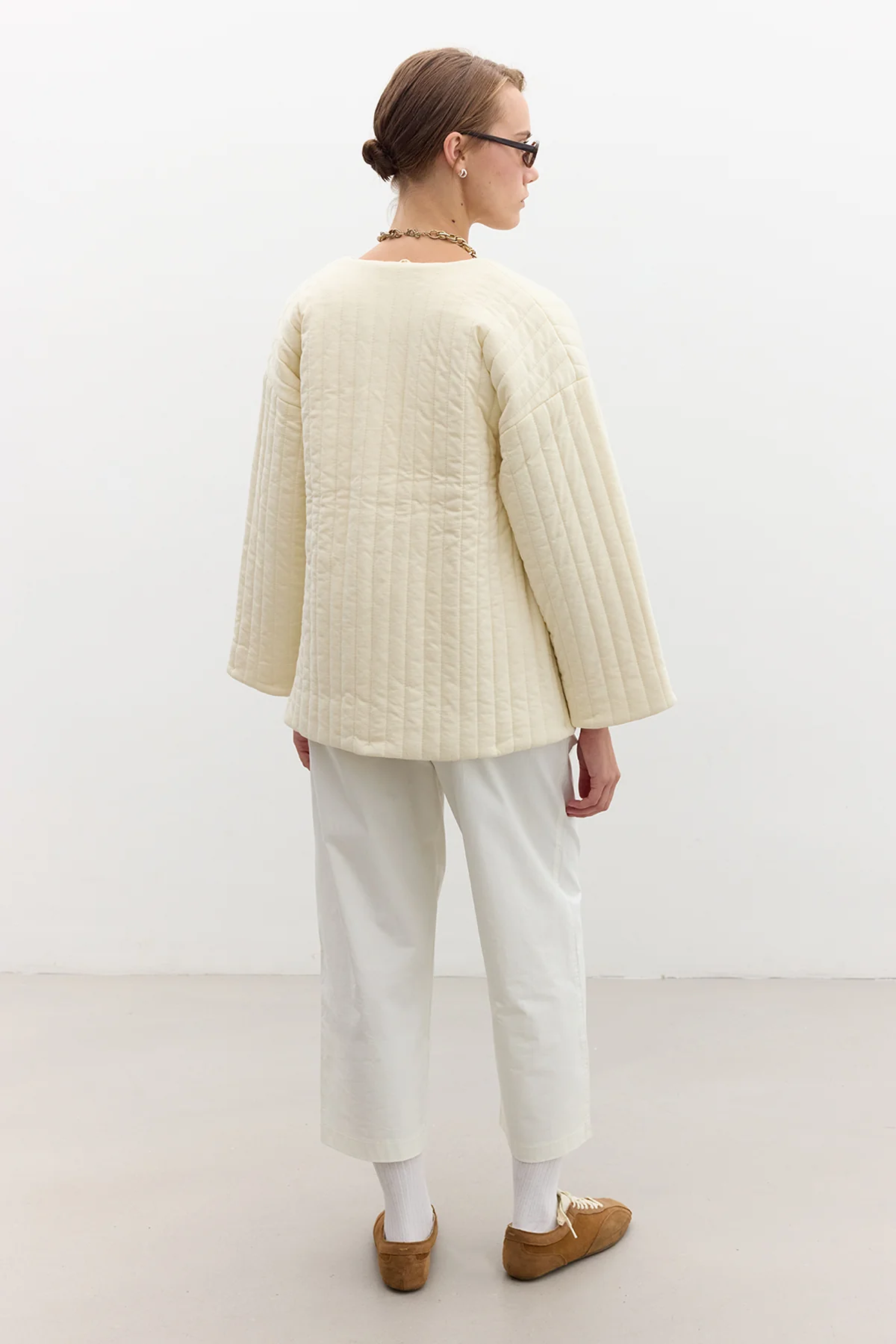 Quilted Belted Jacket Vanilla - Image 5