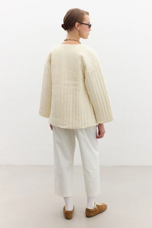 Quilted Belted Jacket Vanilla - Image 6