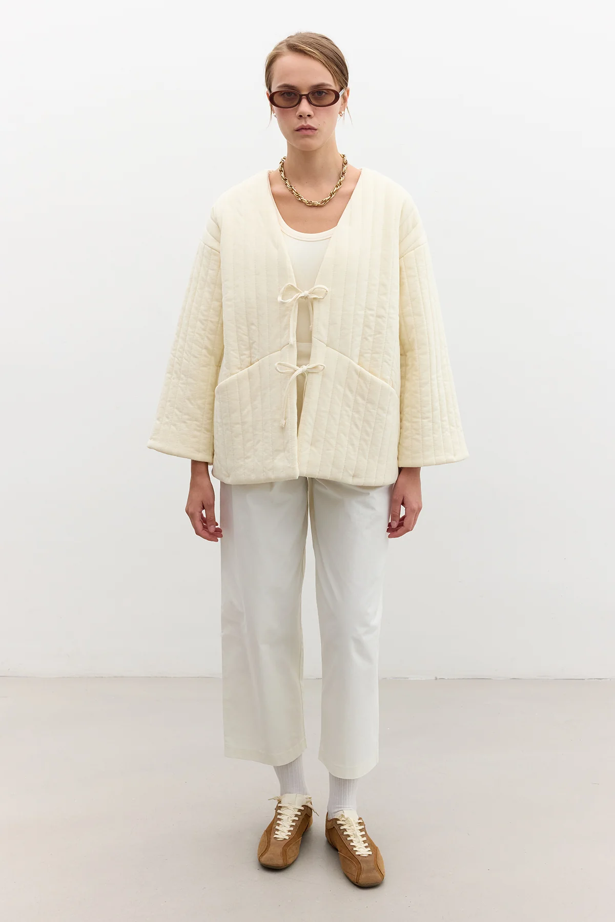 Quilted Belted Jacket Vanilla - Image 7