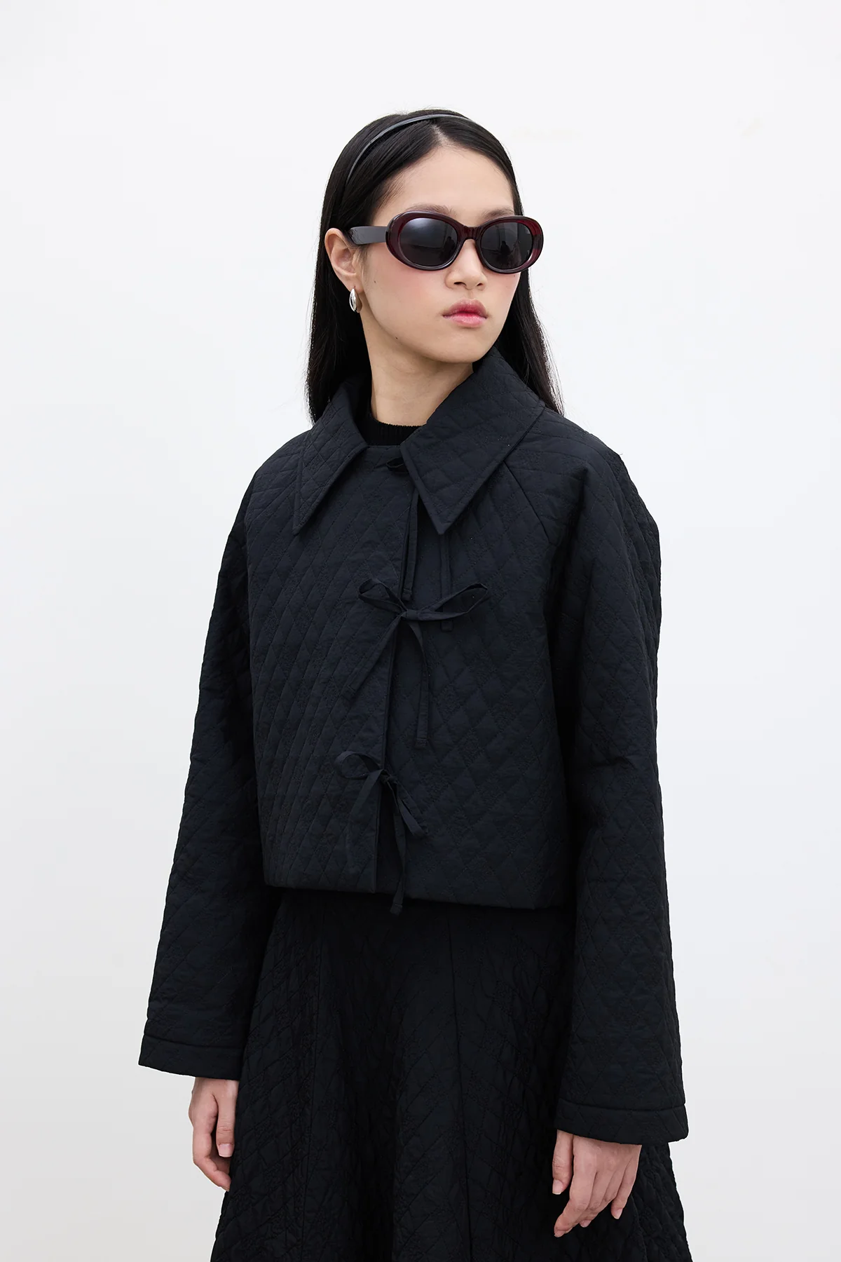 Quilted Belted Short Jacket Black - Image 4