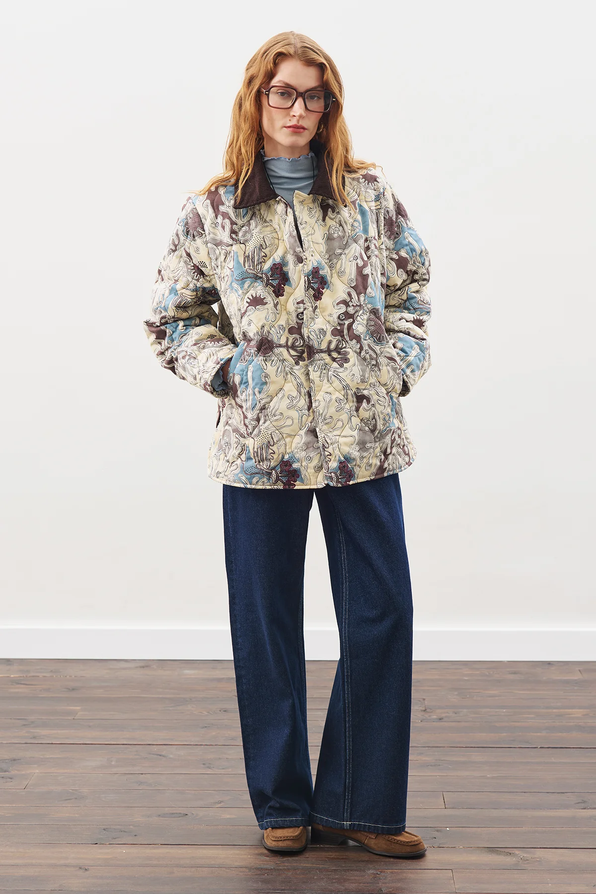 Quilted Pattern Jacket Yellow - Image 2