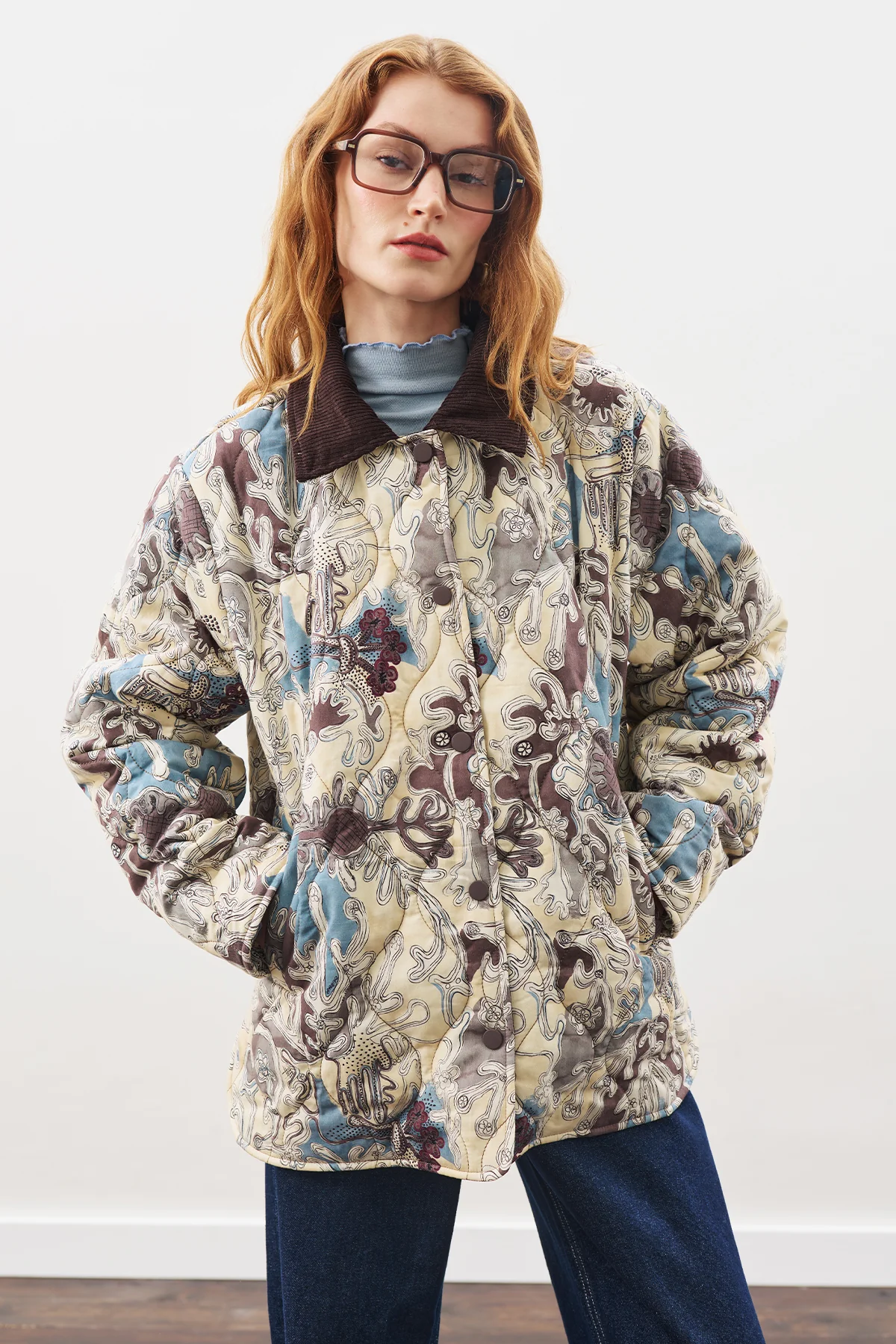Quilted Pattern Jacket Yellow - Image 3