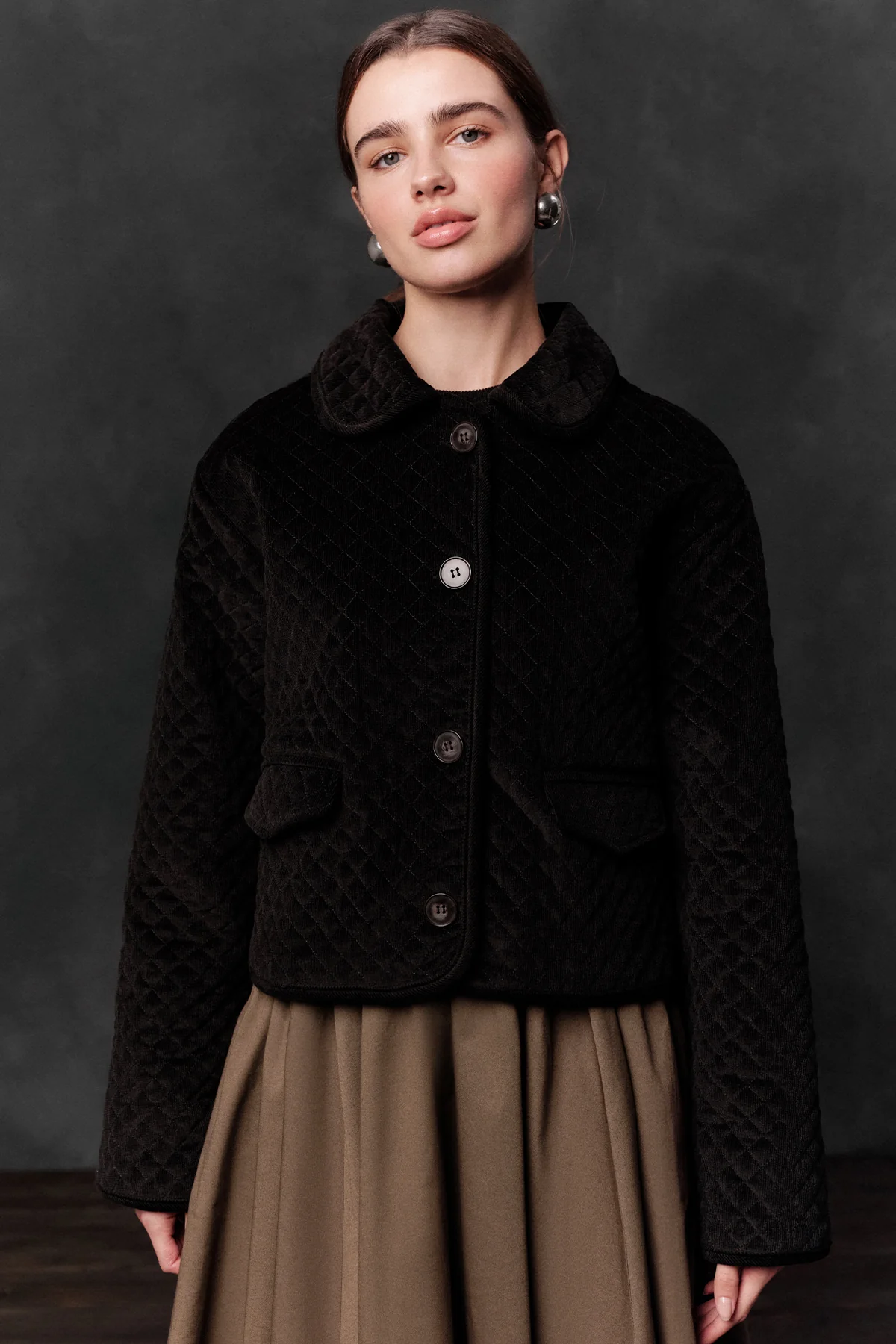 Quilted Velvet Jacket Black - Image 2