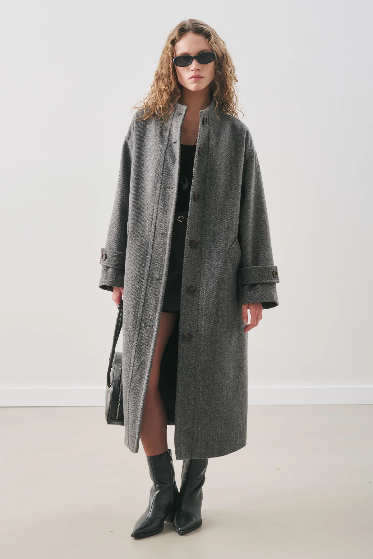 Rai Oversized Wool Coat Anthracite