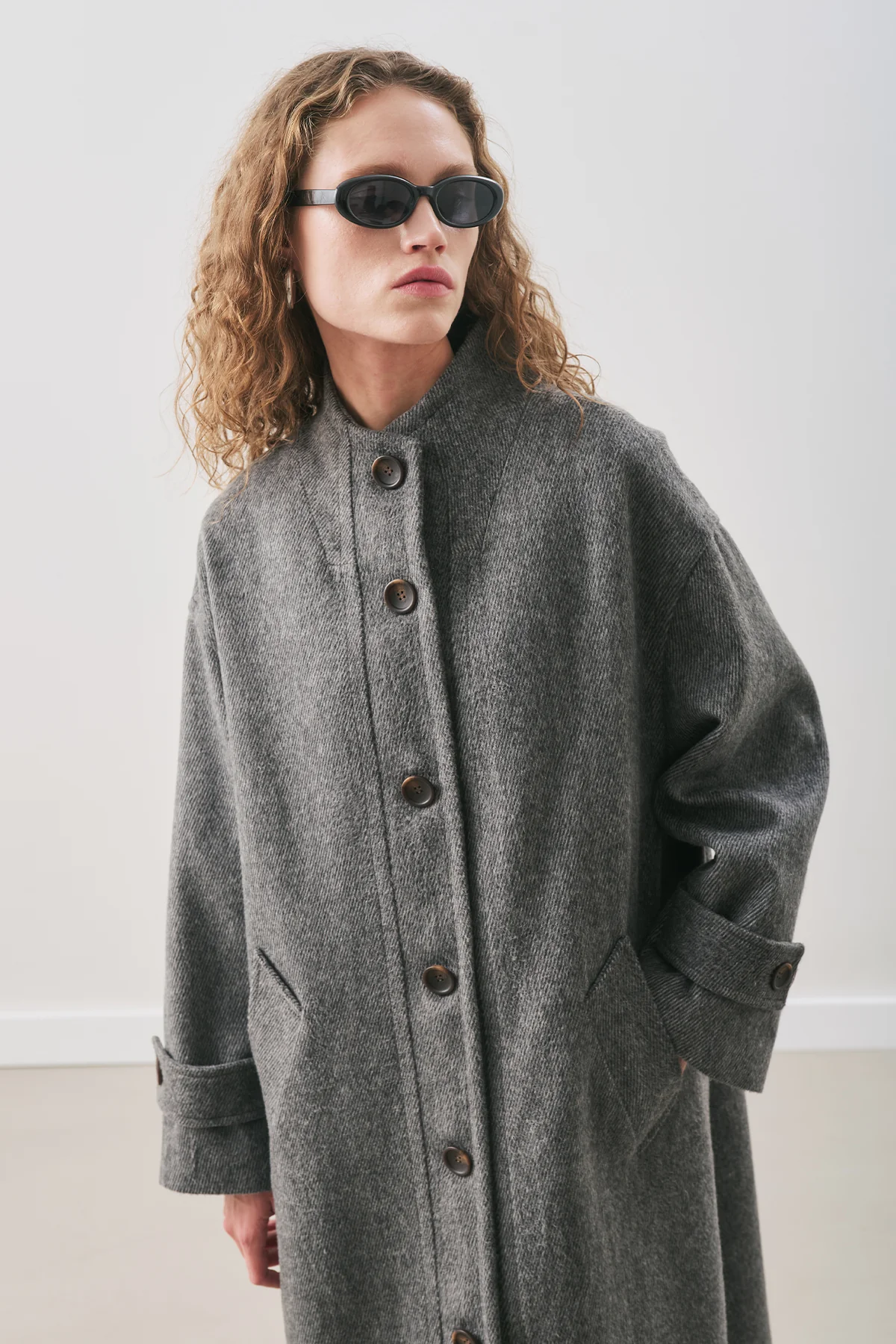 Rai Oversized Wool Coat Anthracite - Image 3
