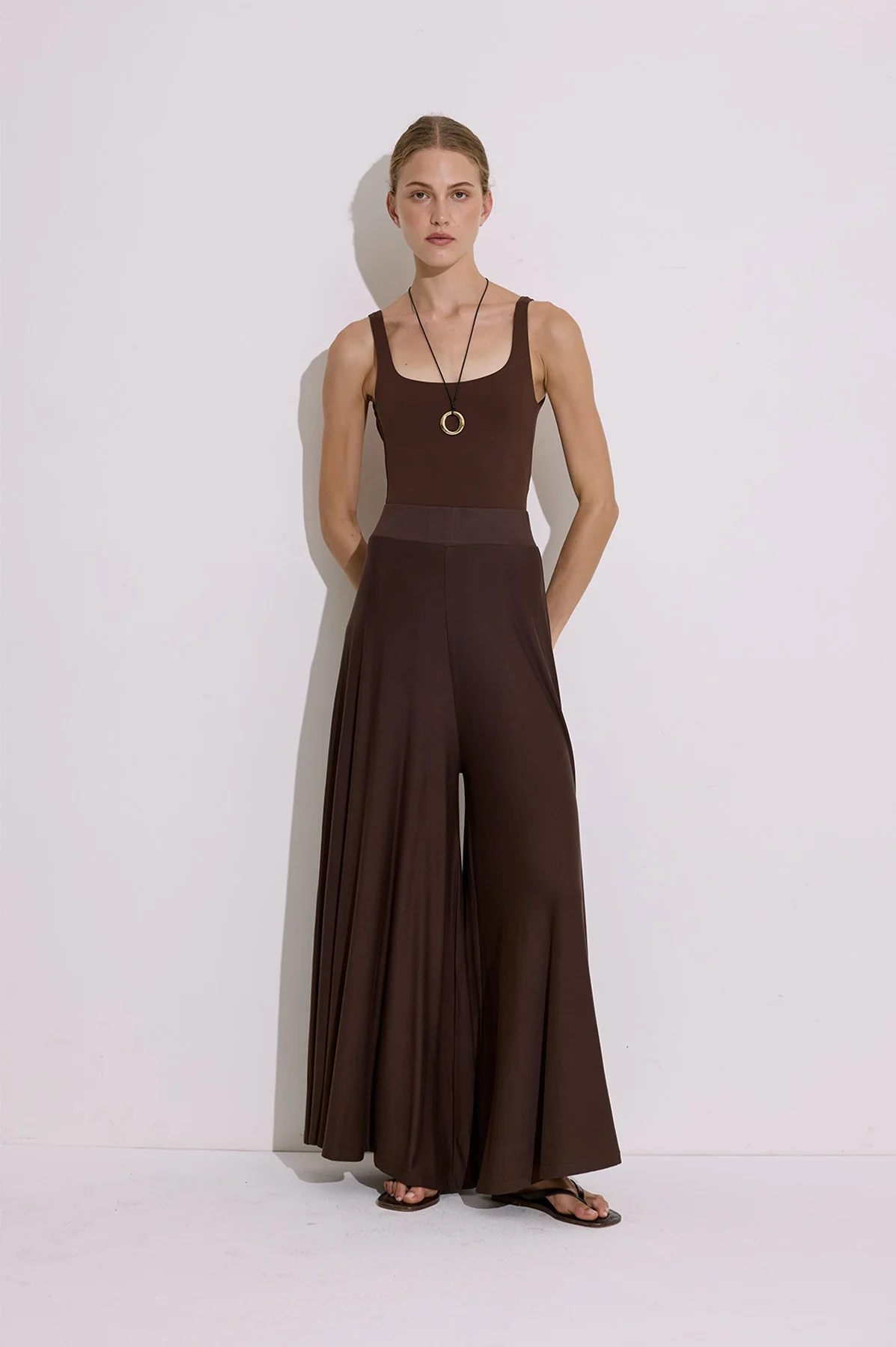 Relaxed Draped Trousers Brown - Image 3