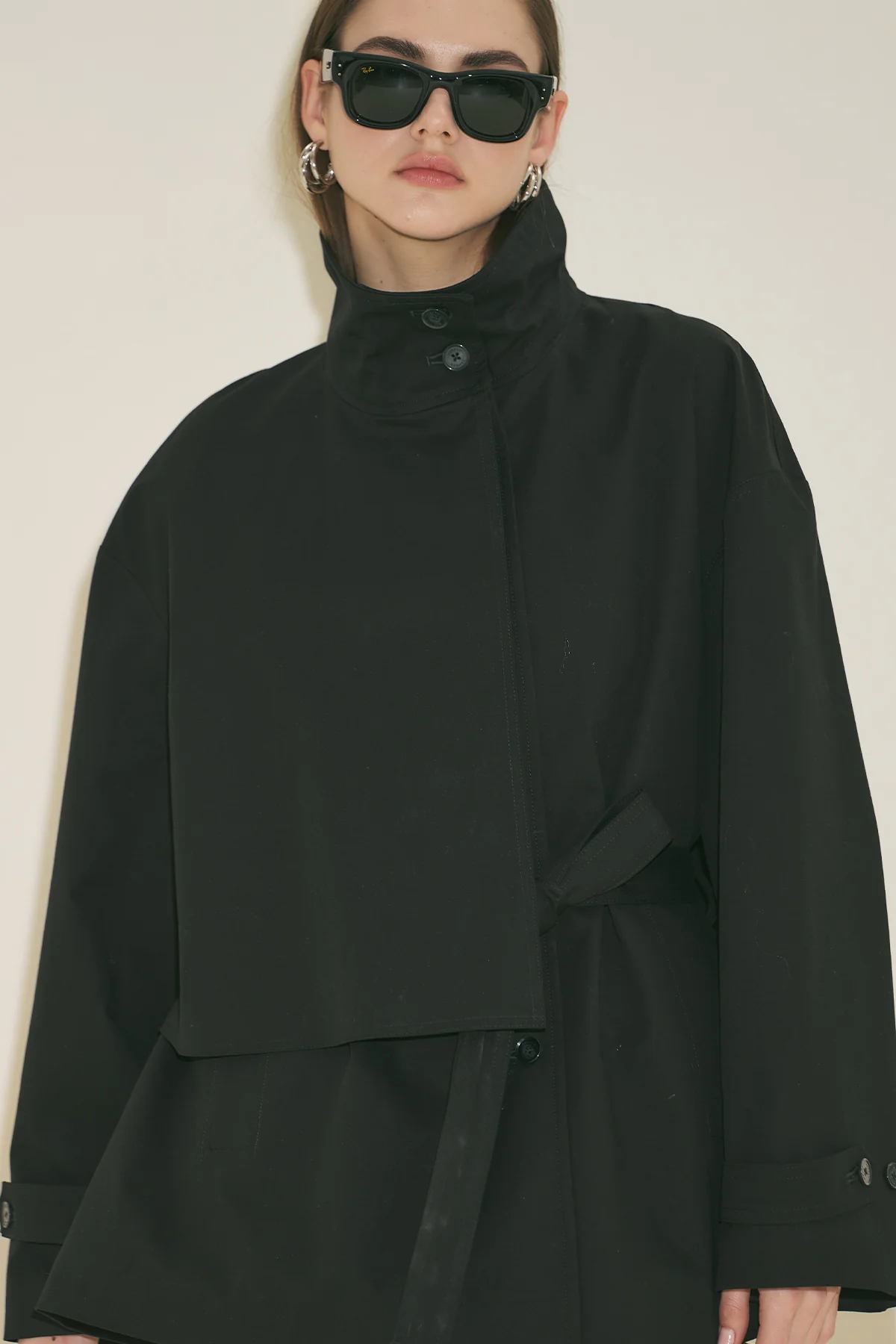Ria Statement Trench Coat Black - Image 3