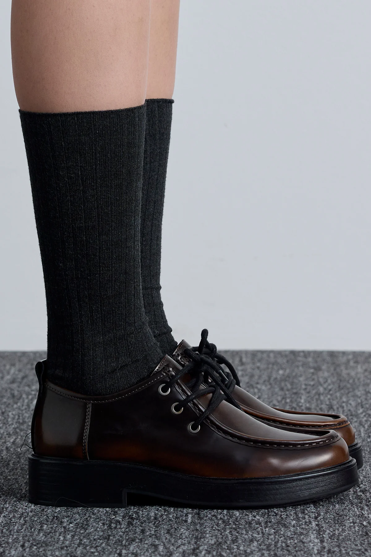 Ribbed Long Socks Anthracite - Image 3