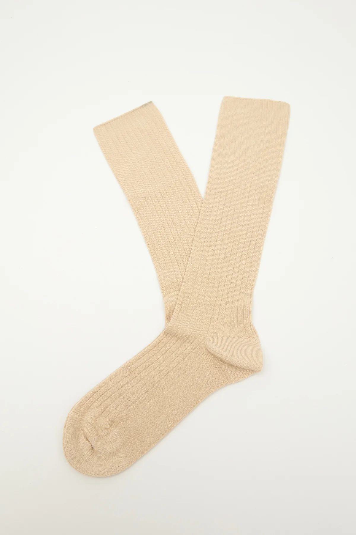 Ribbed Long Socks Beige - Image 4