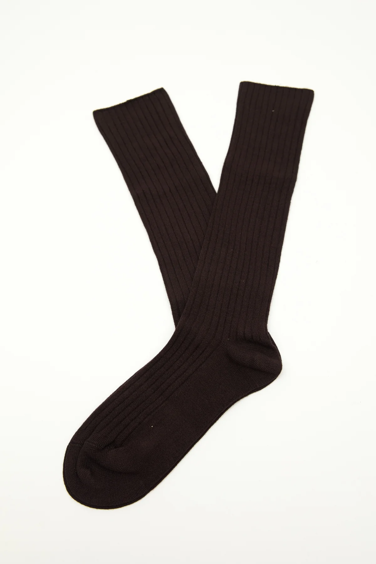 Ribbed Long Socks Dark Brown - Image 4