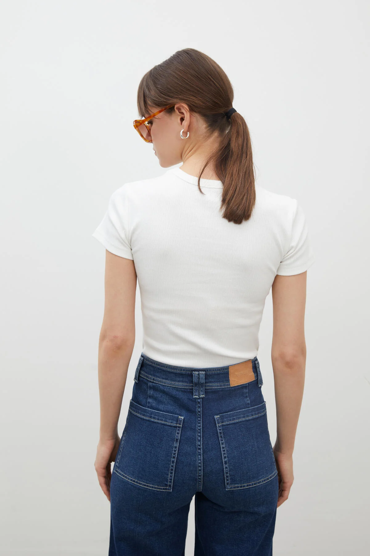 Ribbed Short Sleeve Fit Bodysuit Ecru - Image 4