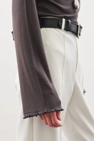Ribbed Turtleneck Top Anthracite - Image 4