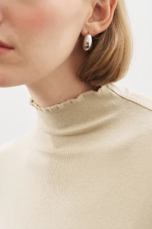 Ribbed Turtleneck Top Stone - Image 4
