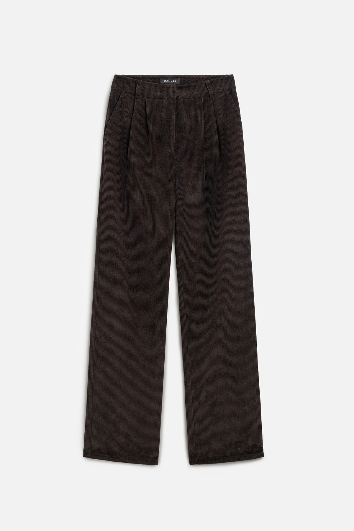 Ribbed Velvet Straight Fit Trousers Dark Brown - Image 3