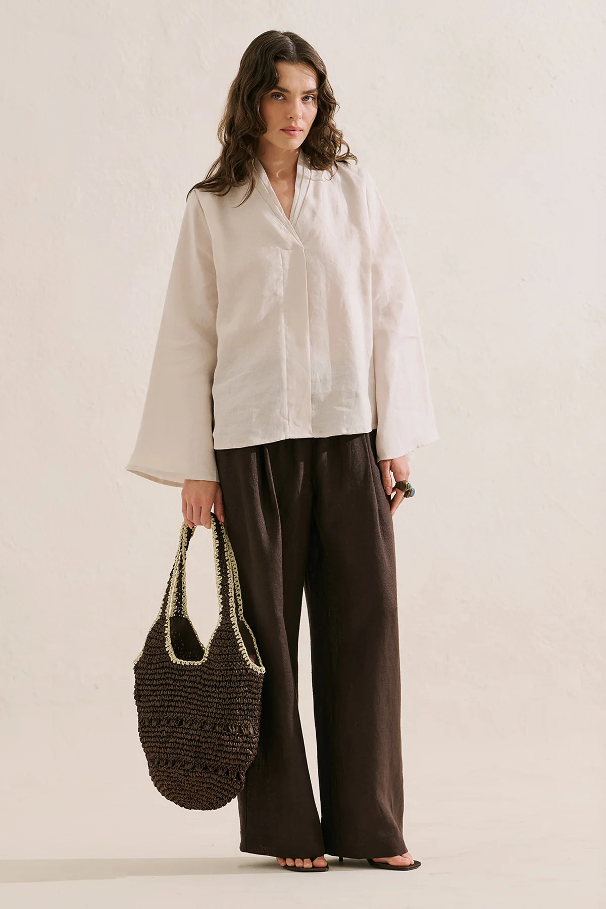 Ruby Oval Straw Bag Dark Brown - Image 2